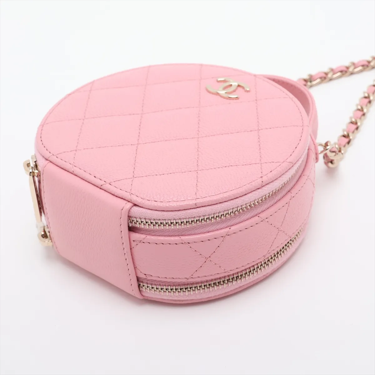 Matelassé Caviar Skin 2-Way Shoulder Bag Vanity Case Pink Gold Hardware 31877032 (Serial Number 31) — view 3