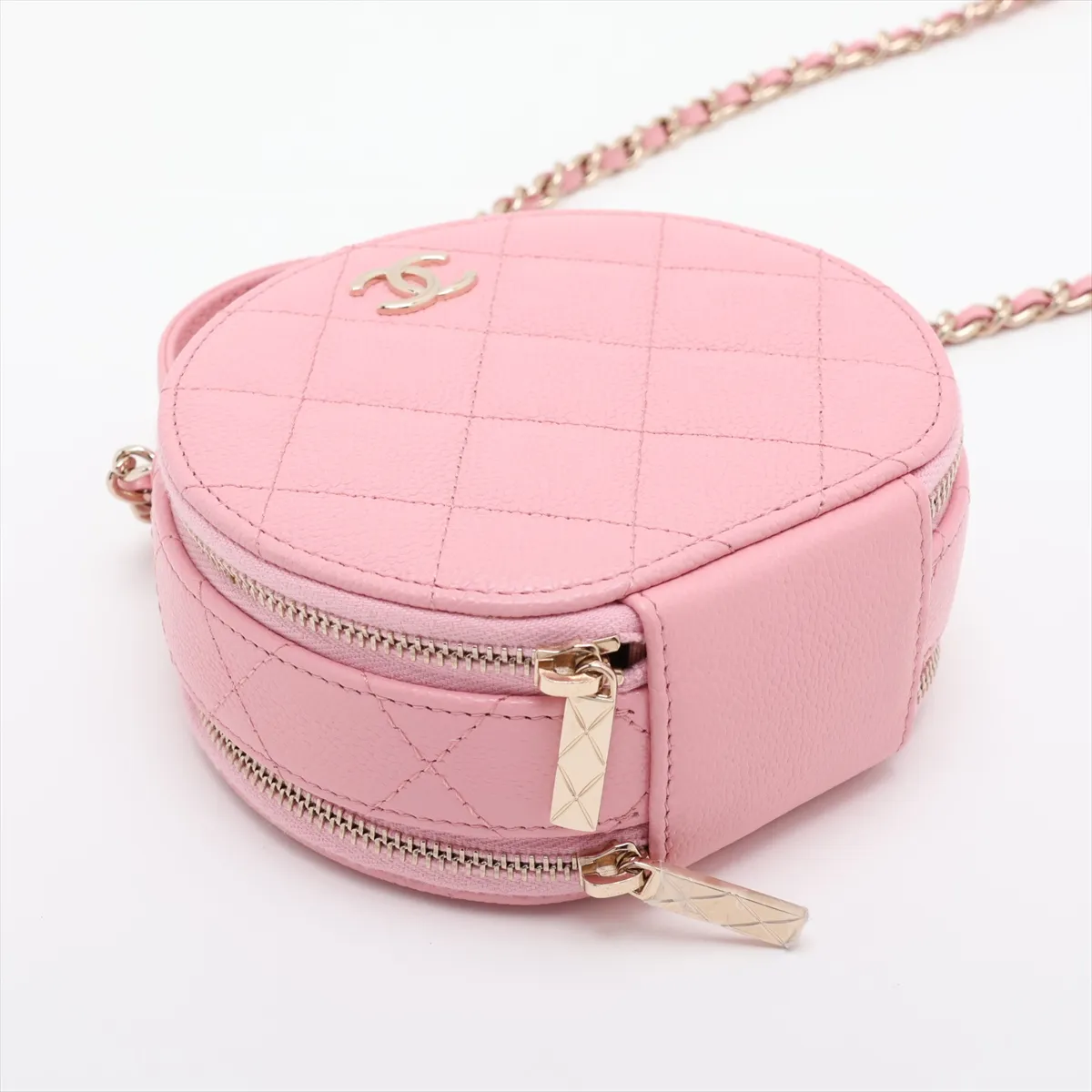 Matelassé Caviar Skin 2-Way Shoulder Bag Vanity Case Pink Gold Hardware 31877032 (Serial Number 31) — view 4