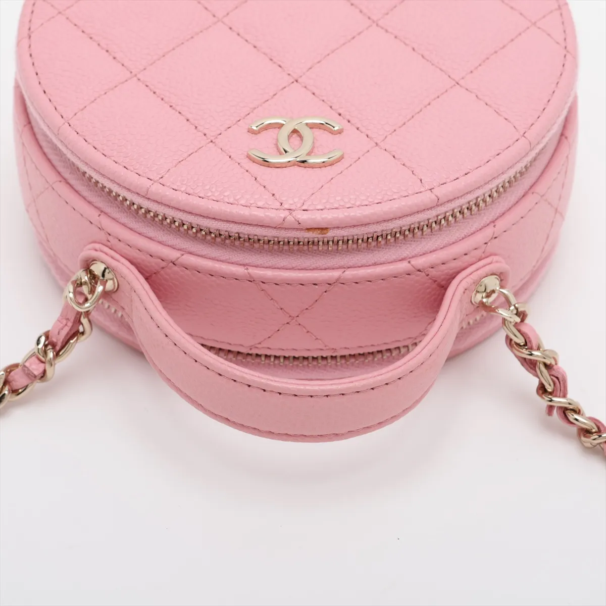 Matelassé Caviar Skin 2-Way Shoulder Bag Vanity Case Pink Gold Hardware 31877032 (Serial Number 31) — view 5