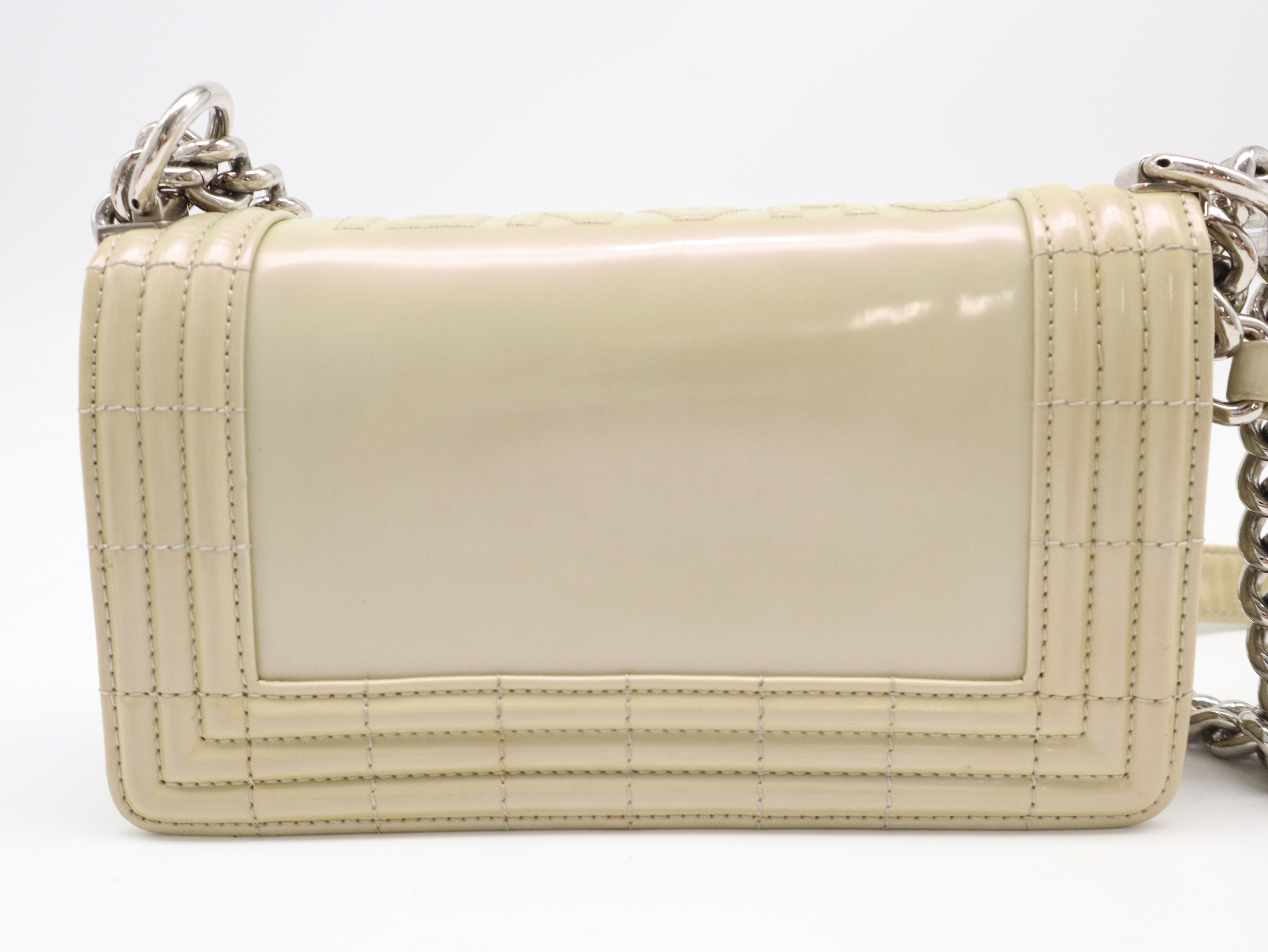 Enamel Leather Boy Chanel 20 Full Flap S Chain Shoulder Bag (Green, Seal 16185908) — view 2