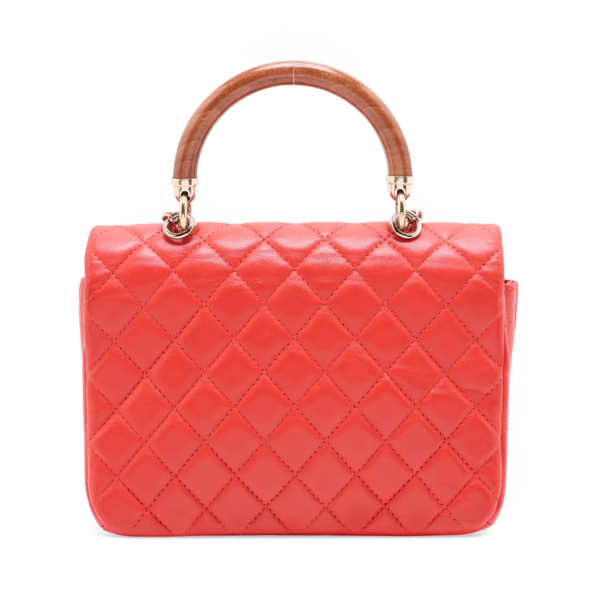 Matelassé Lambskin 2-Way Handbag, Wood, Orange, Gold Hardware, 26766764 (Serial Number 26) — view 2
