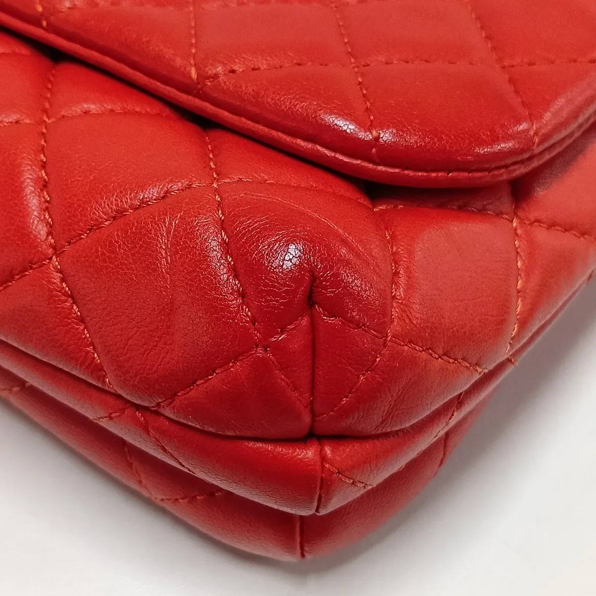 Matelassé Lambskin 2-Way Handbag, Wood, Orange, Gold Hardware, 26766764 (Serial Number 26) — view 11