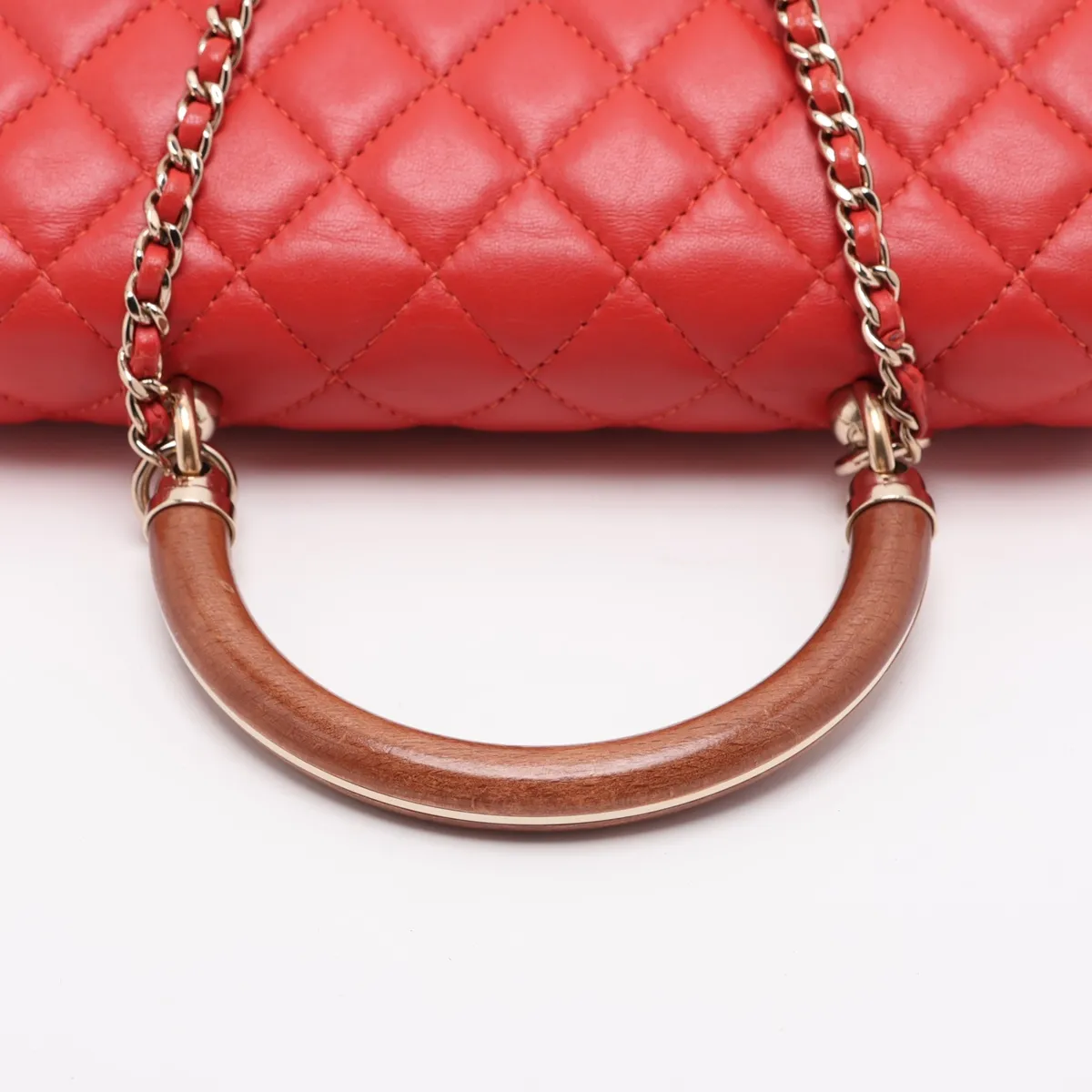 Matelassé Lambskin 2-Way Handbag, Wood, Orange, Gold Hardware, 26766764 (Serial Number 26) — view 5