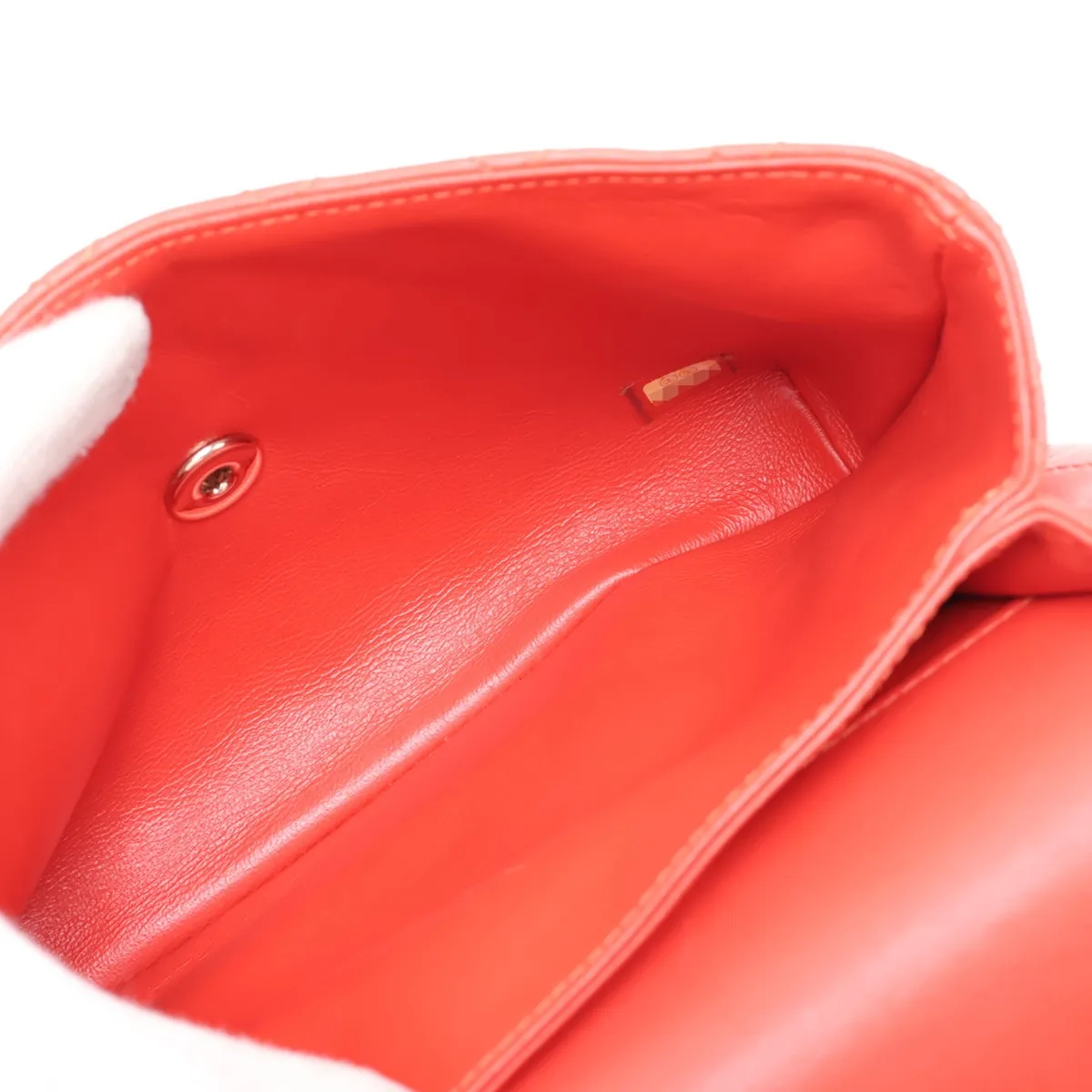Matelassé Lambskin 2-Way Handbag, Wood, Orange, Gold Hardware, 26766764 (Serial Number 26) — view 8