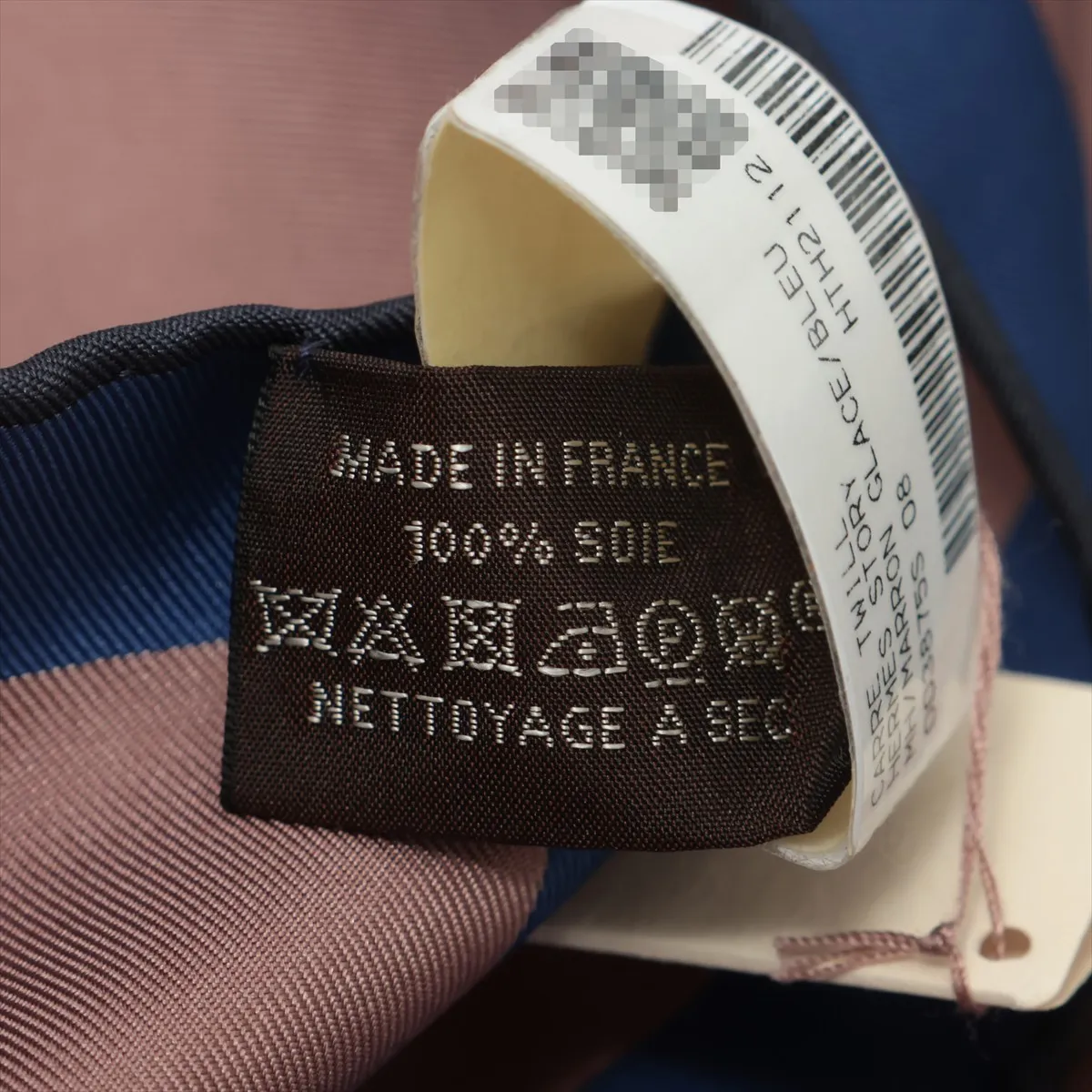 Carre 90 Hermes Story Scarf Silk Navy with slight wear and — view 6
