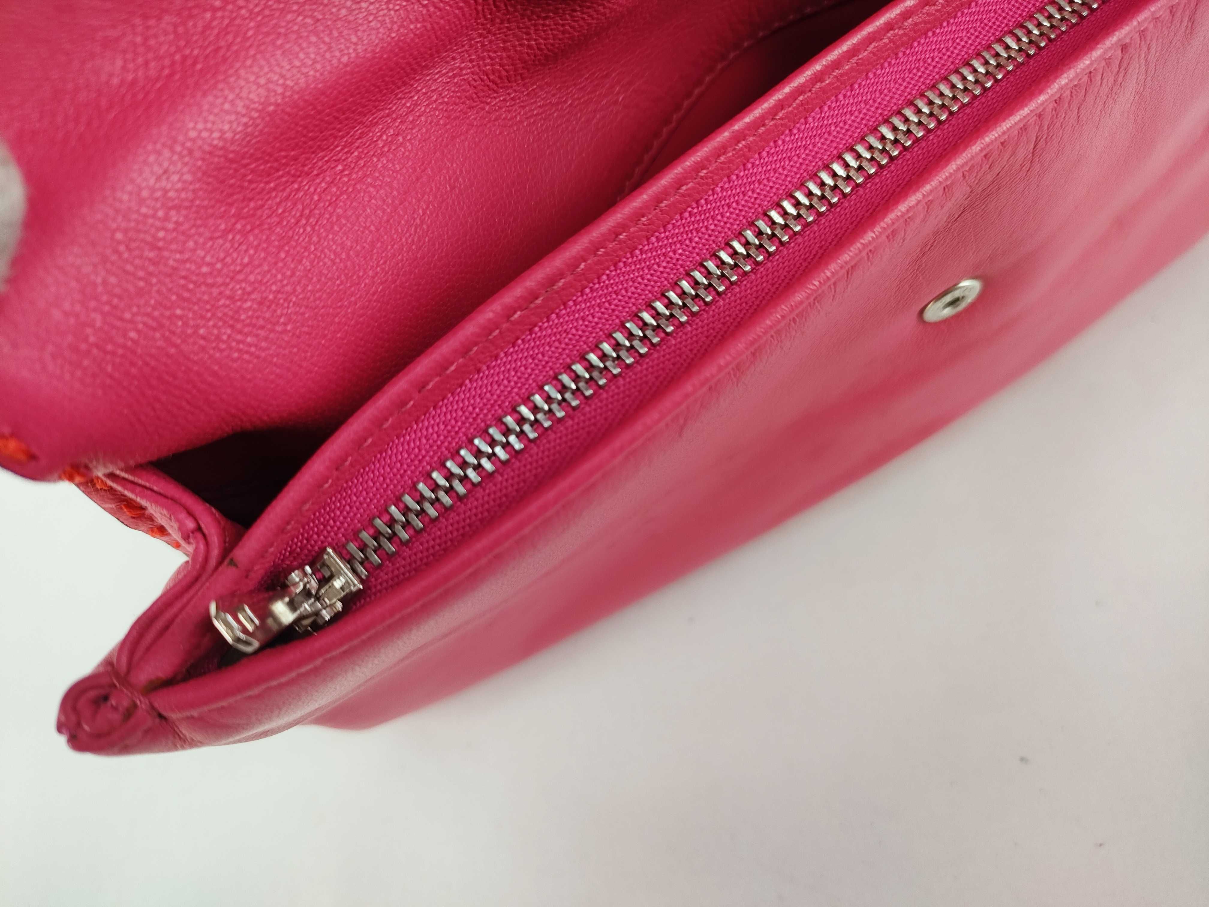 Lambskin Leather Clutch Bag, Fuchsia — view 12