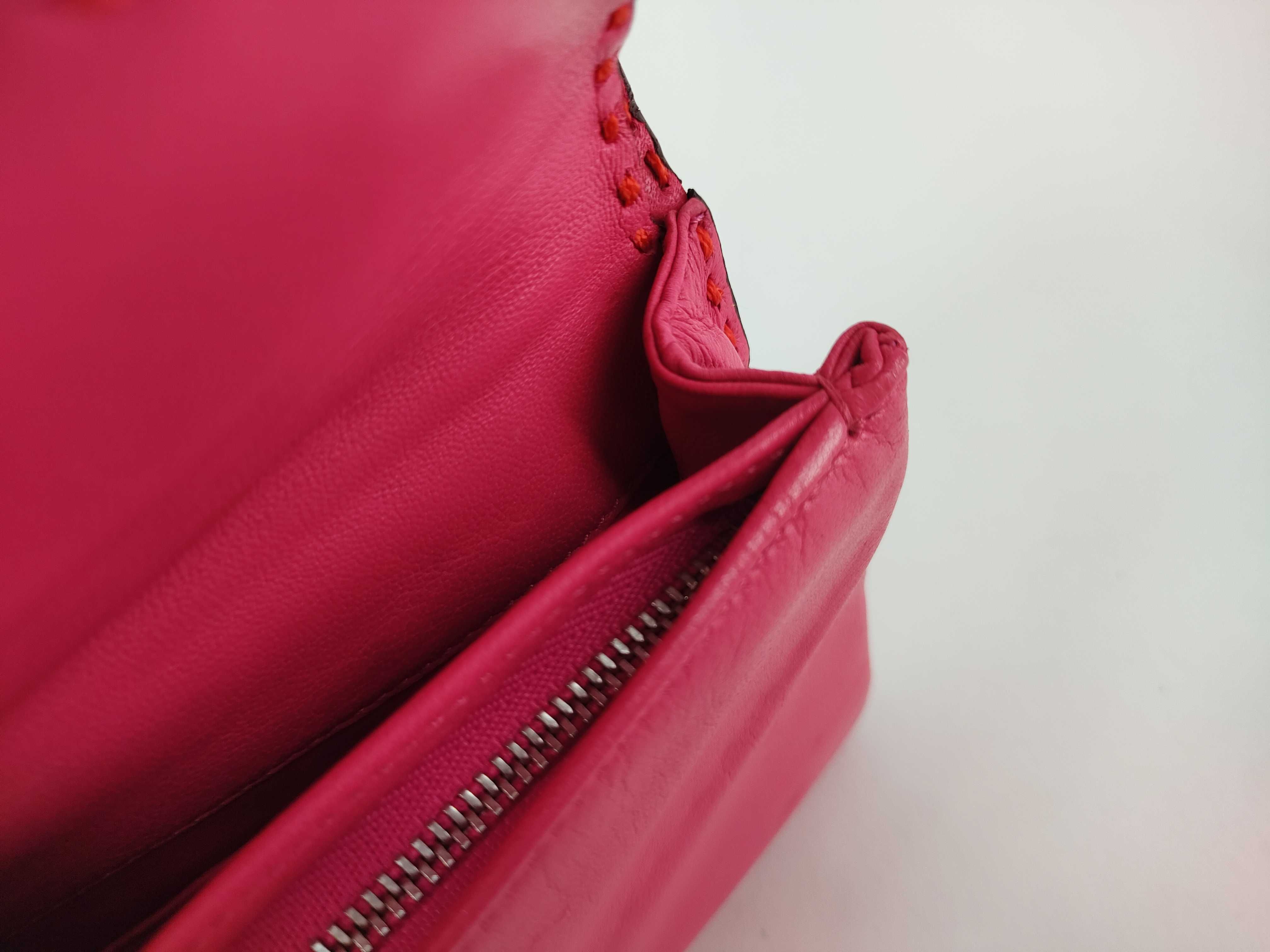 Lambskin Leather Clutch Bag, Fuchsia — view 13