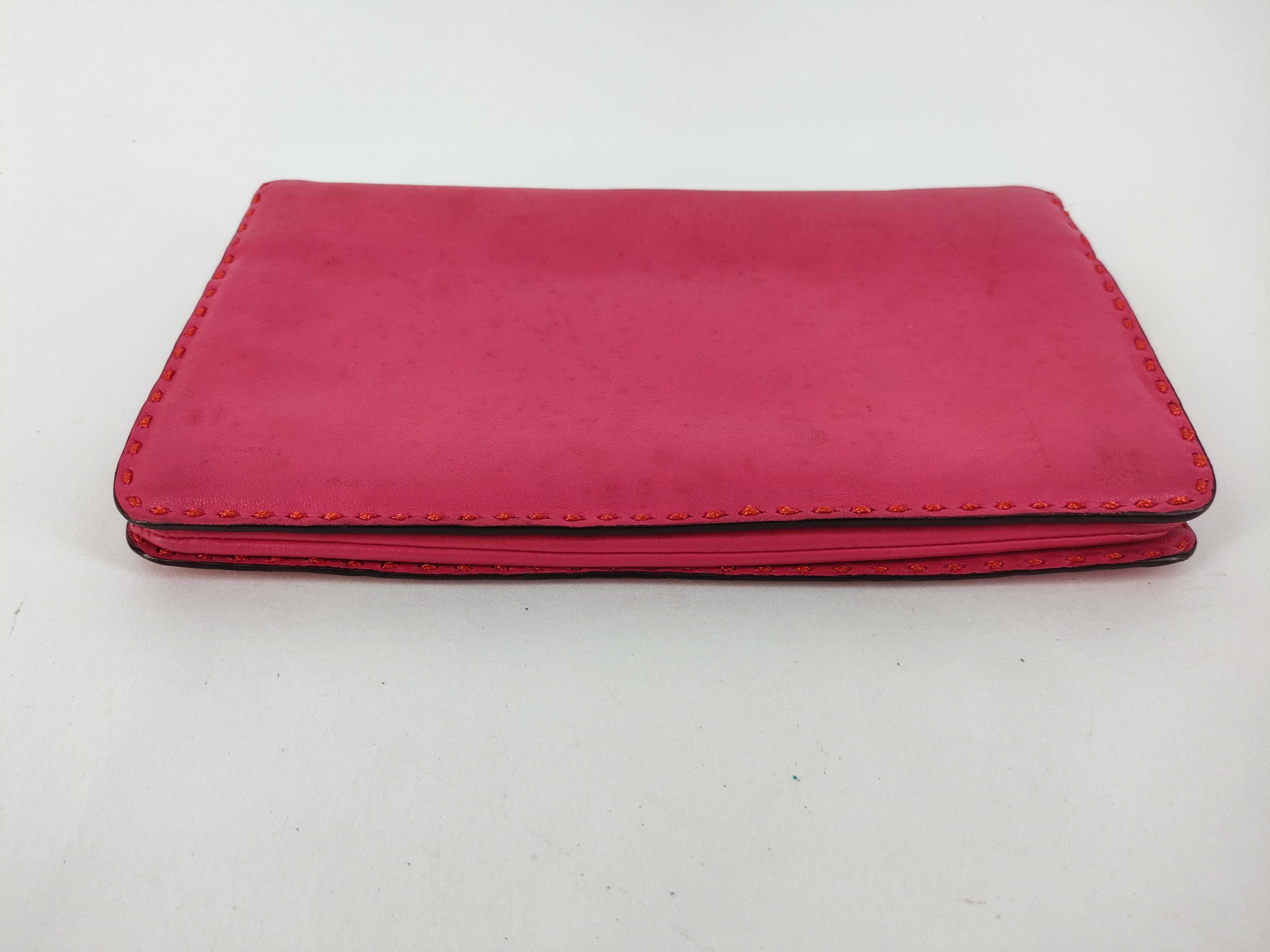 Lambskin Leather Clutch Bag, Fuchsia — view 4
