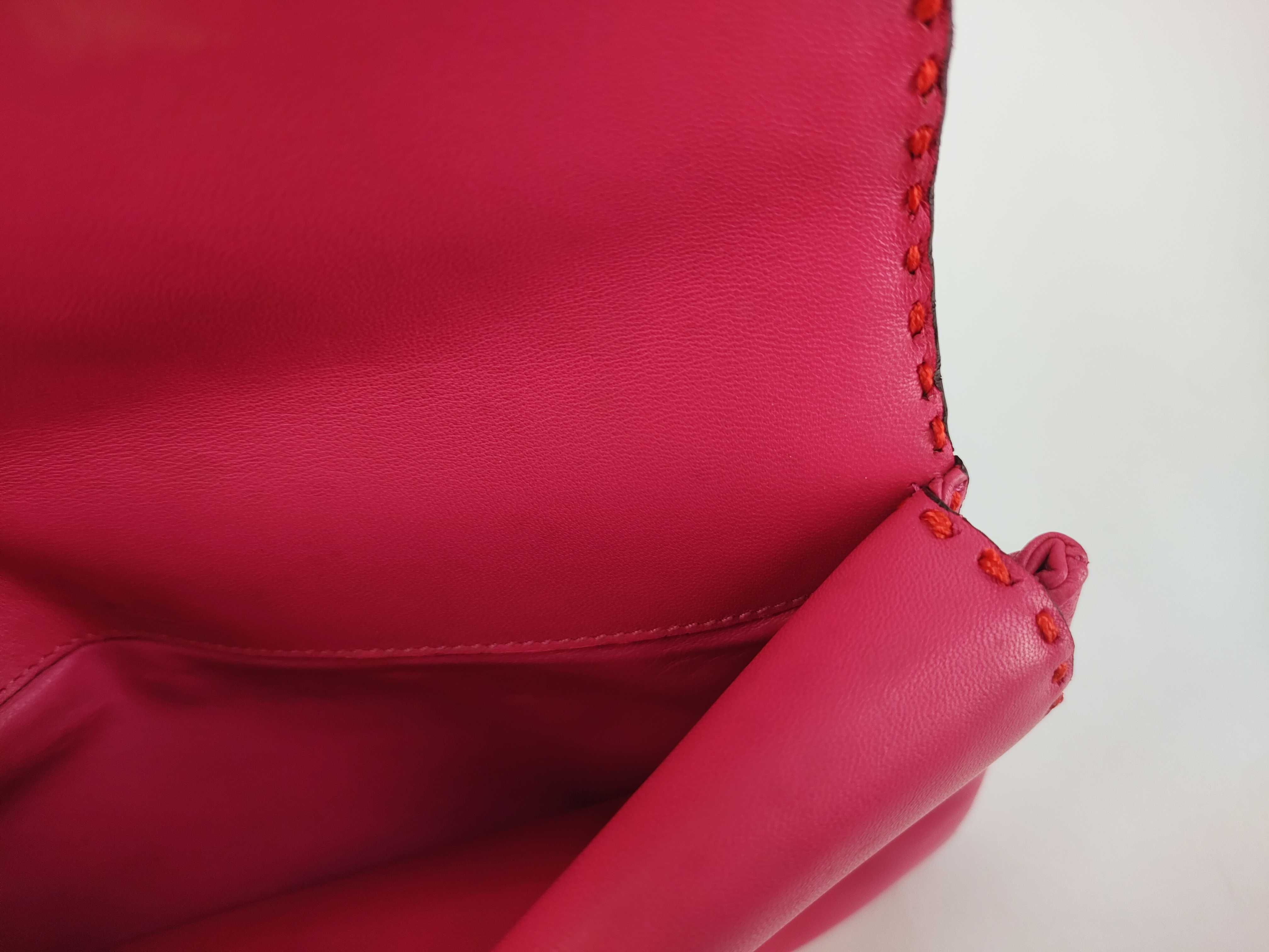 Lambskin Leather Clutch Bag, Fuchsia — view 8