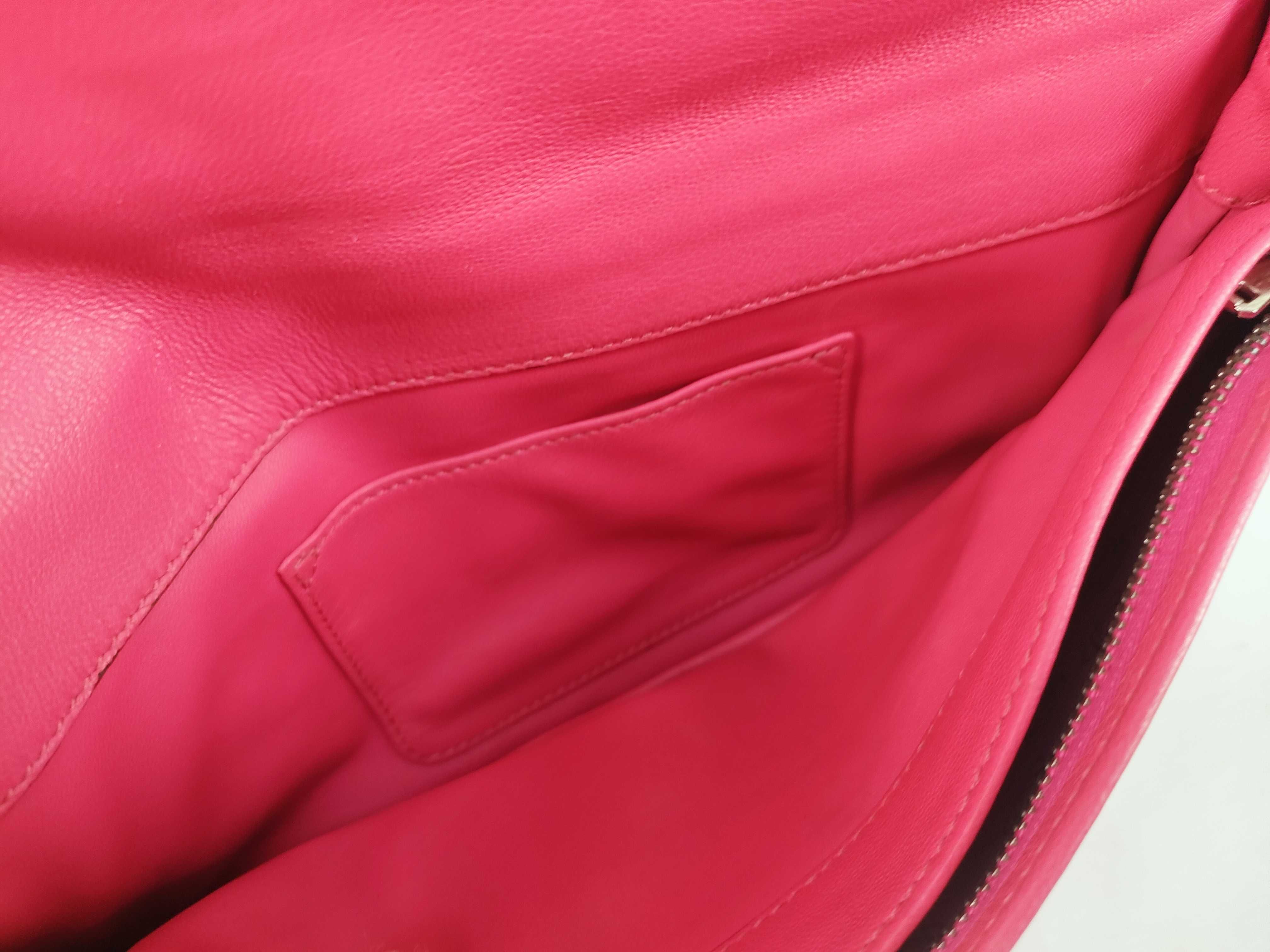 Lambskin Leather Clutch Bag, Fuchsia — view 10