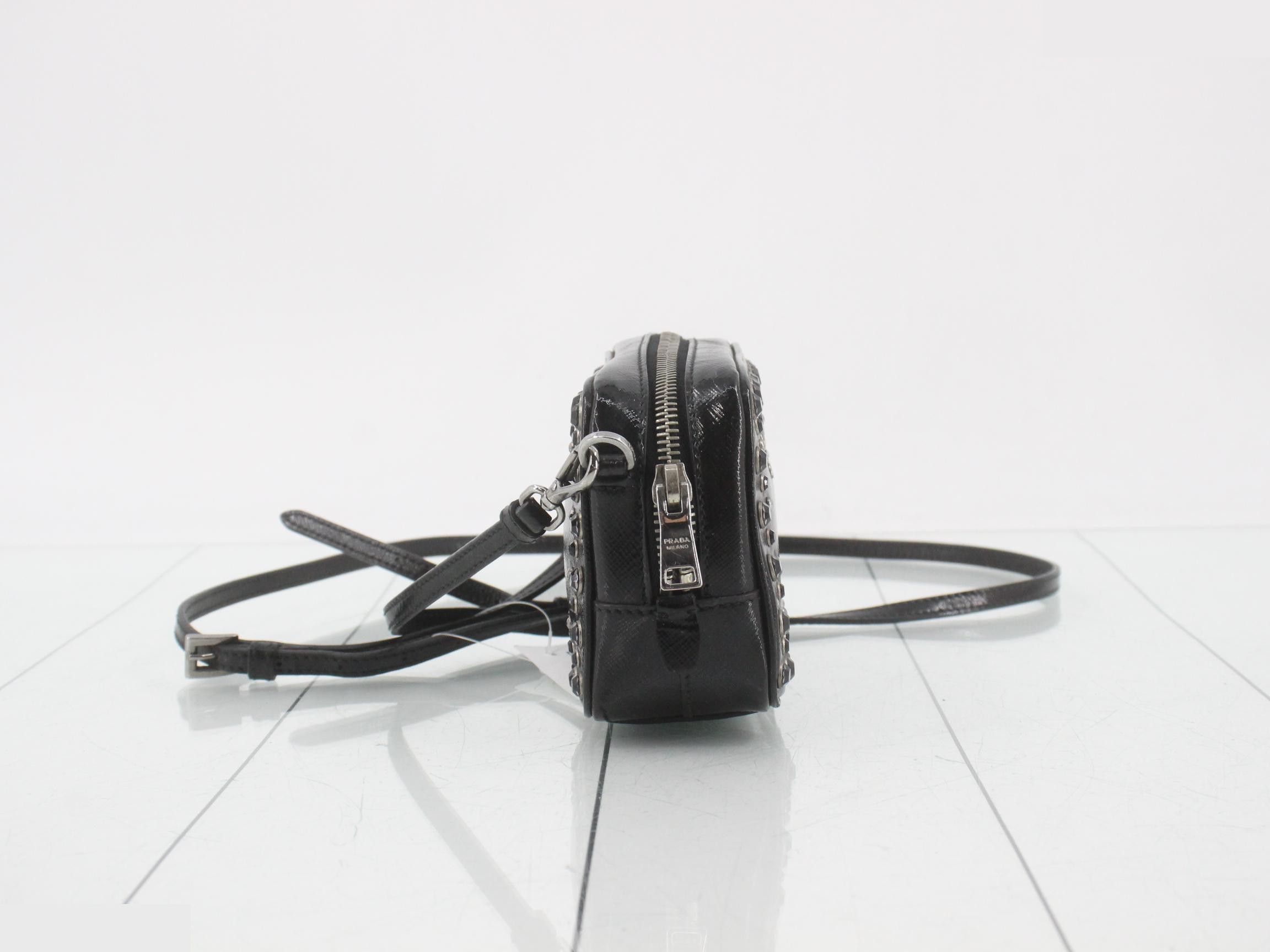 Studded shoulder bag, black, strap — view 4