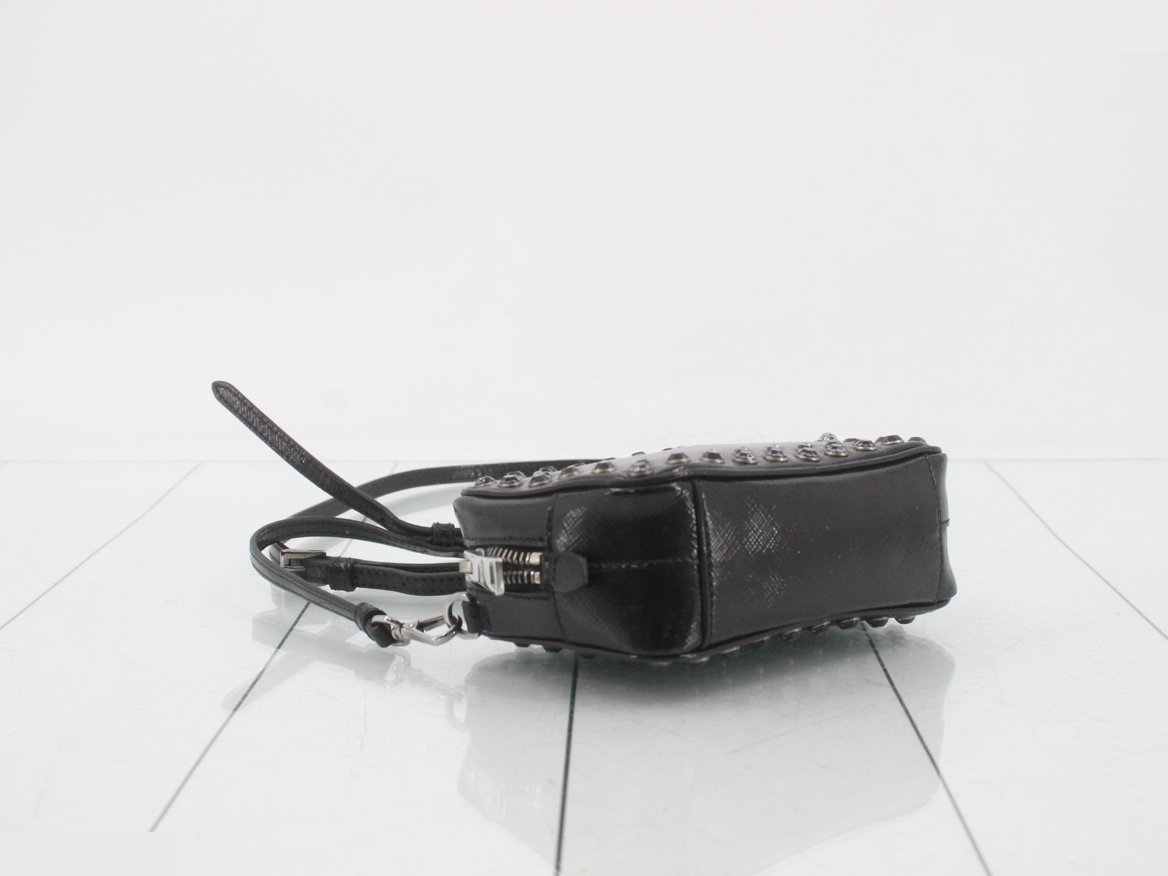Studded shoulder bag, black, strap — view 5