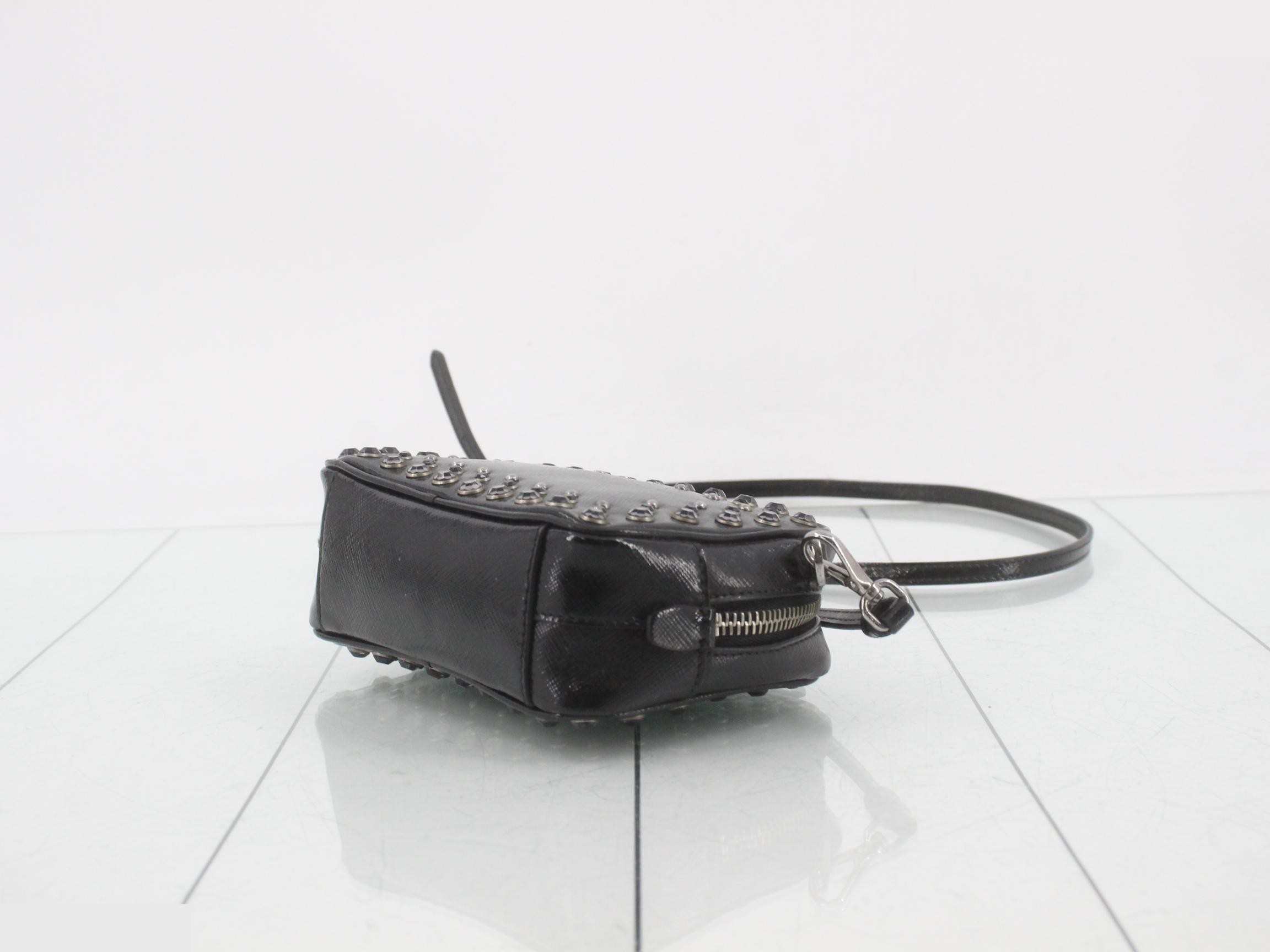 Studded shoulder bag, black, strap — view 6