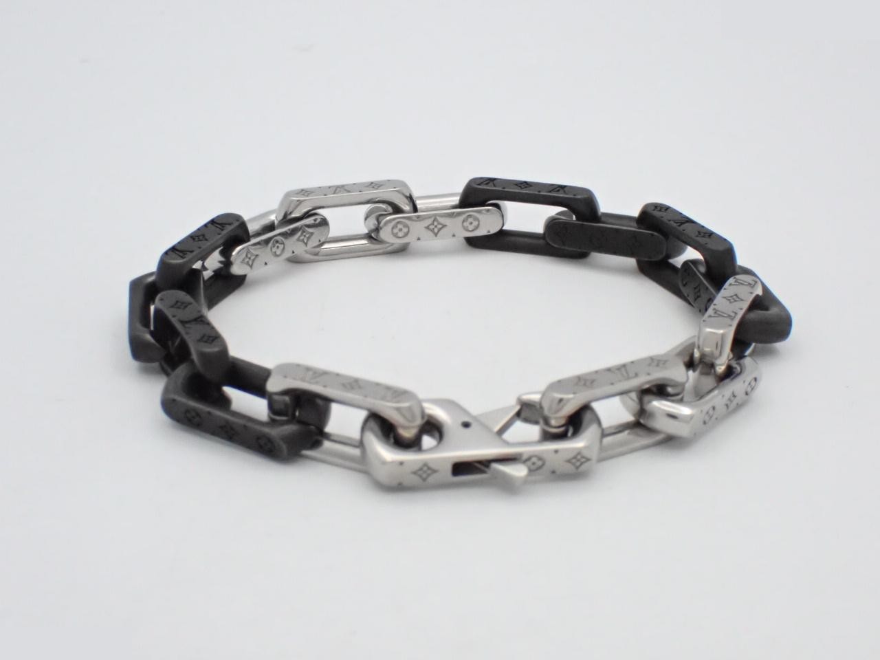 M00687 Monogram Chain Bracelet, Black, Silver, GP — view 2