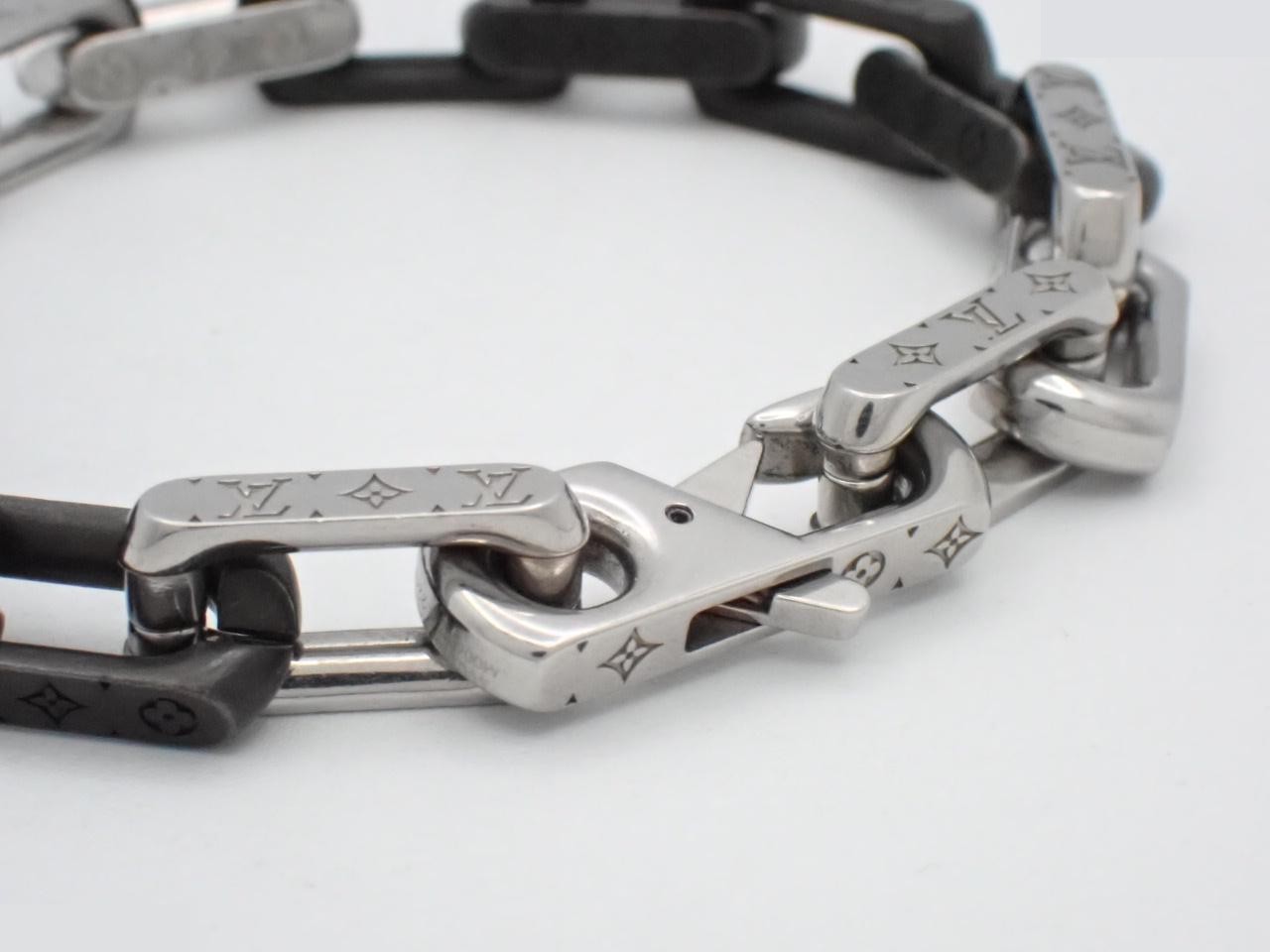 M00687 Monogram Chain Bracelet, Black, Silver, GP — view 3