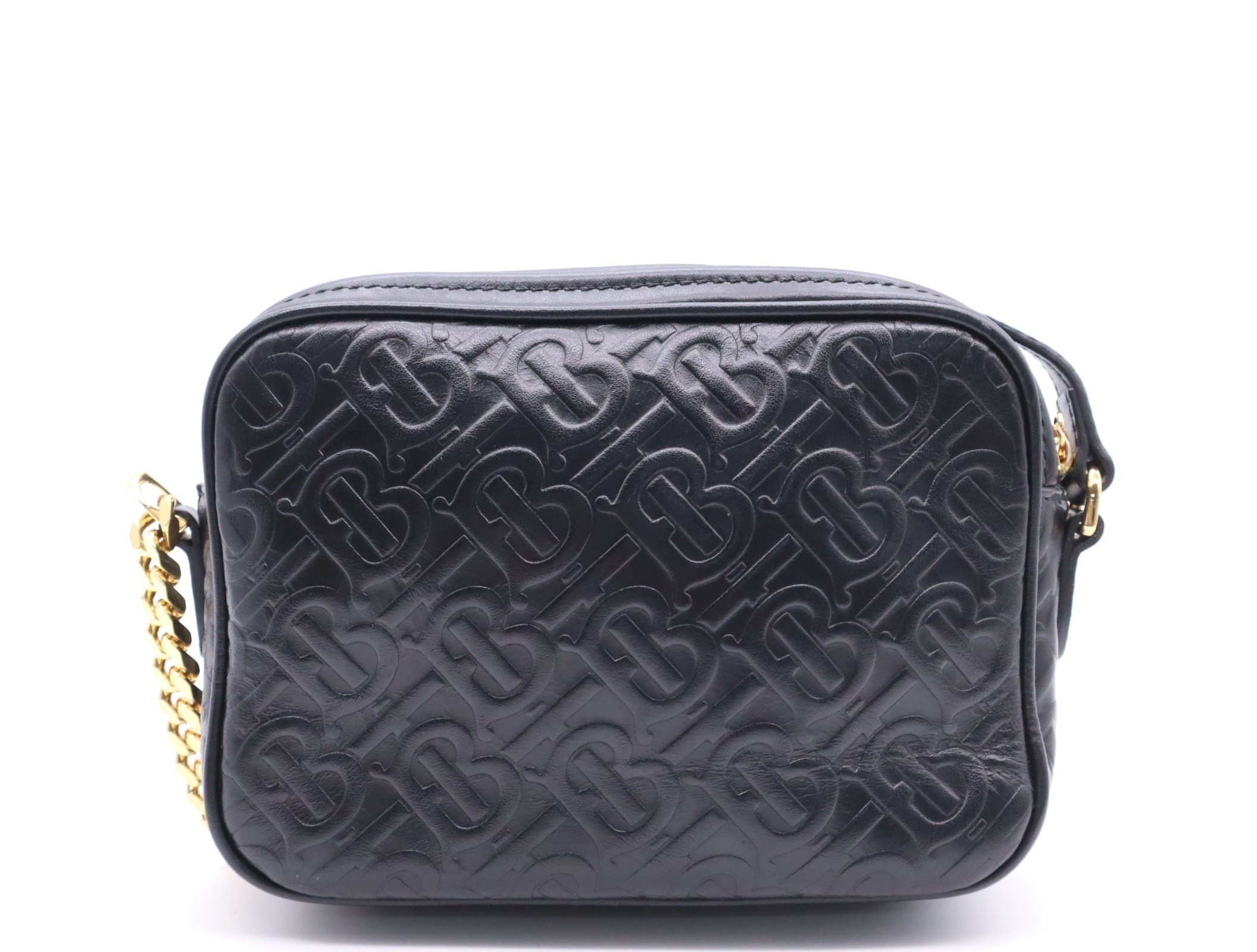 Leather TB Monogram Camera Bag, Black, Gold Hardware — view 2