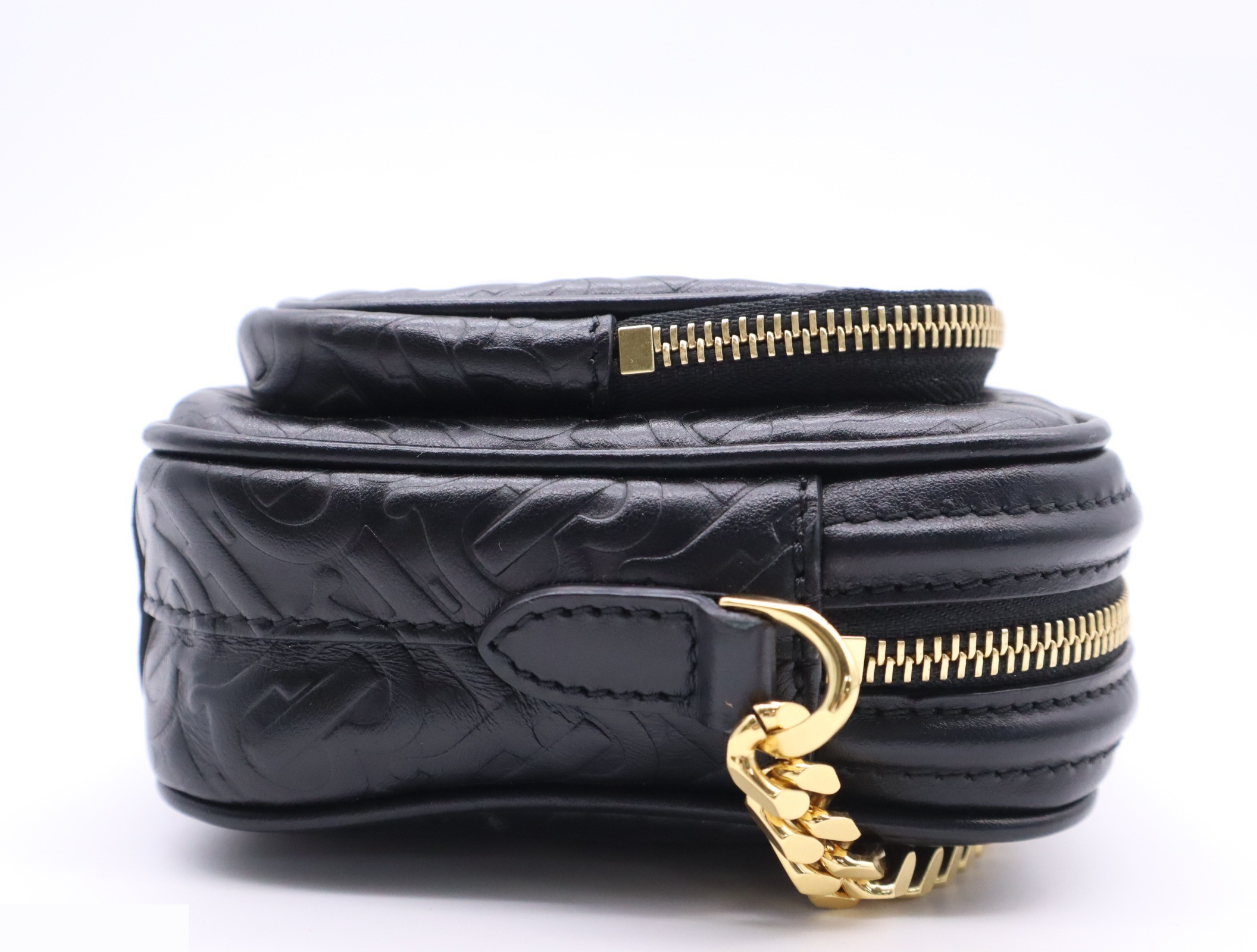 Leather TB Monogram Camera Bag, Black, Gold Hardware — view 5