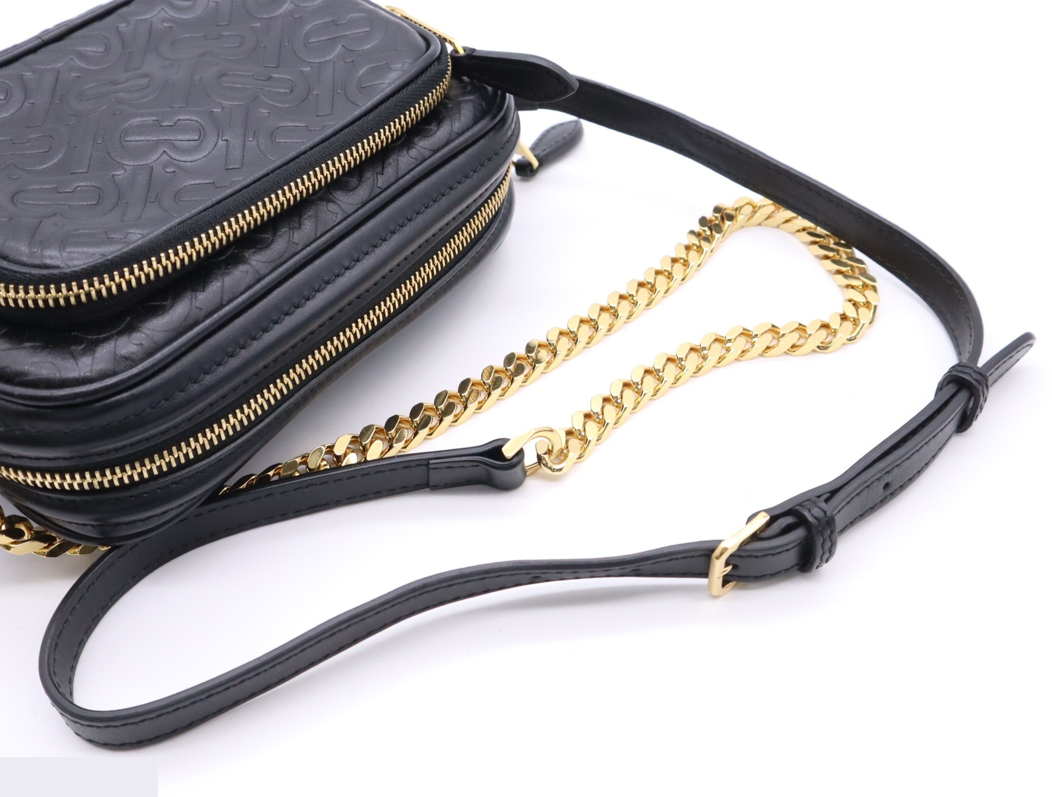 Leather TB Monogram Camera Bag, Black, Gold Hardware — view 6