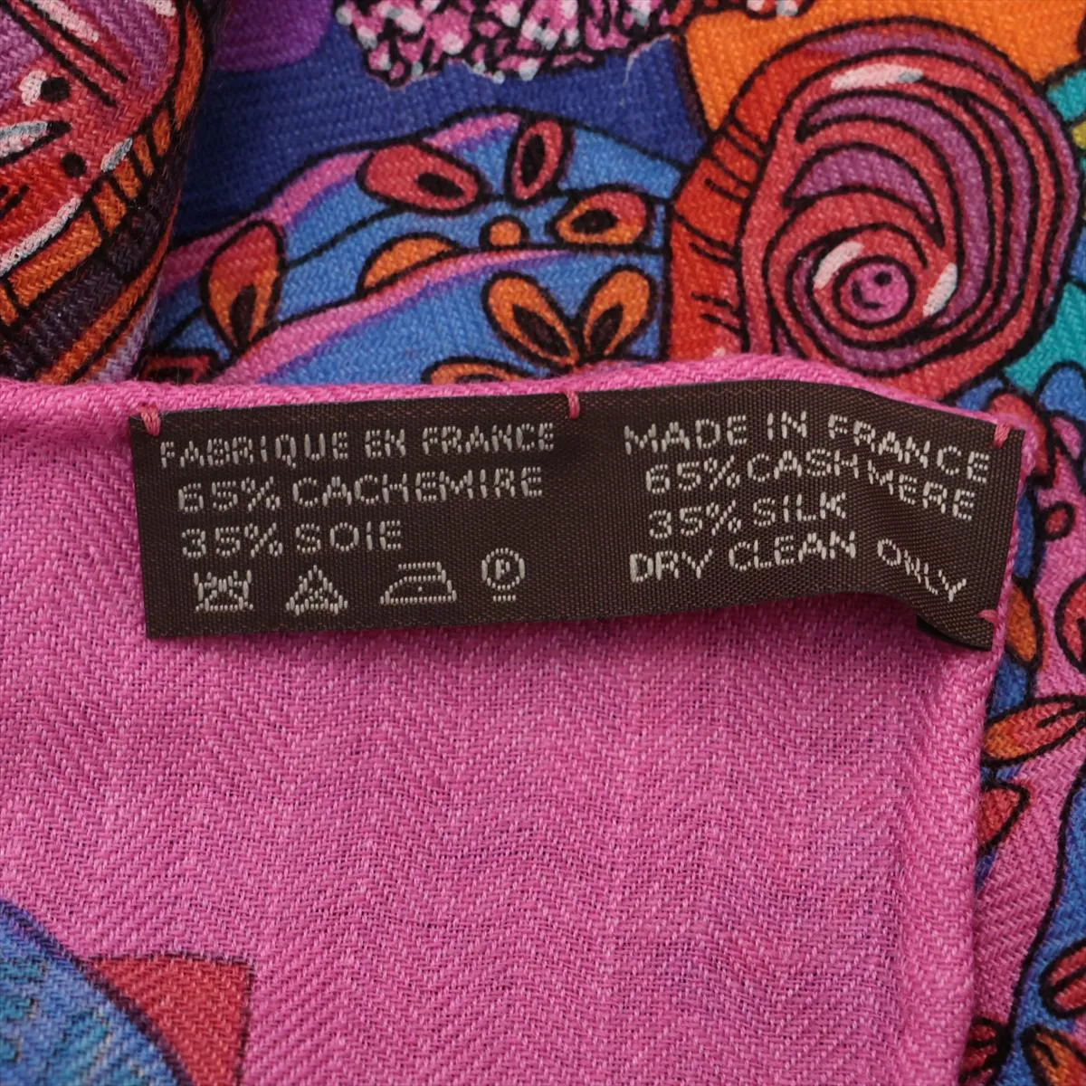 Carre Geant Le Songe dela Licorne (Unicorn's Dream) Stole, Cashmere x Silk, Pink x Orange. Has — view 6