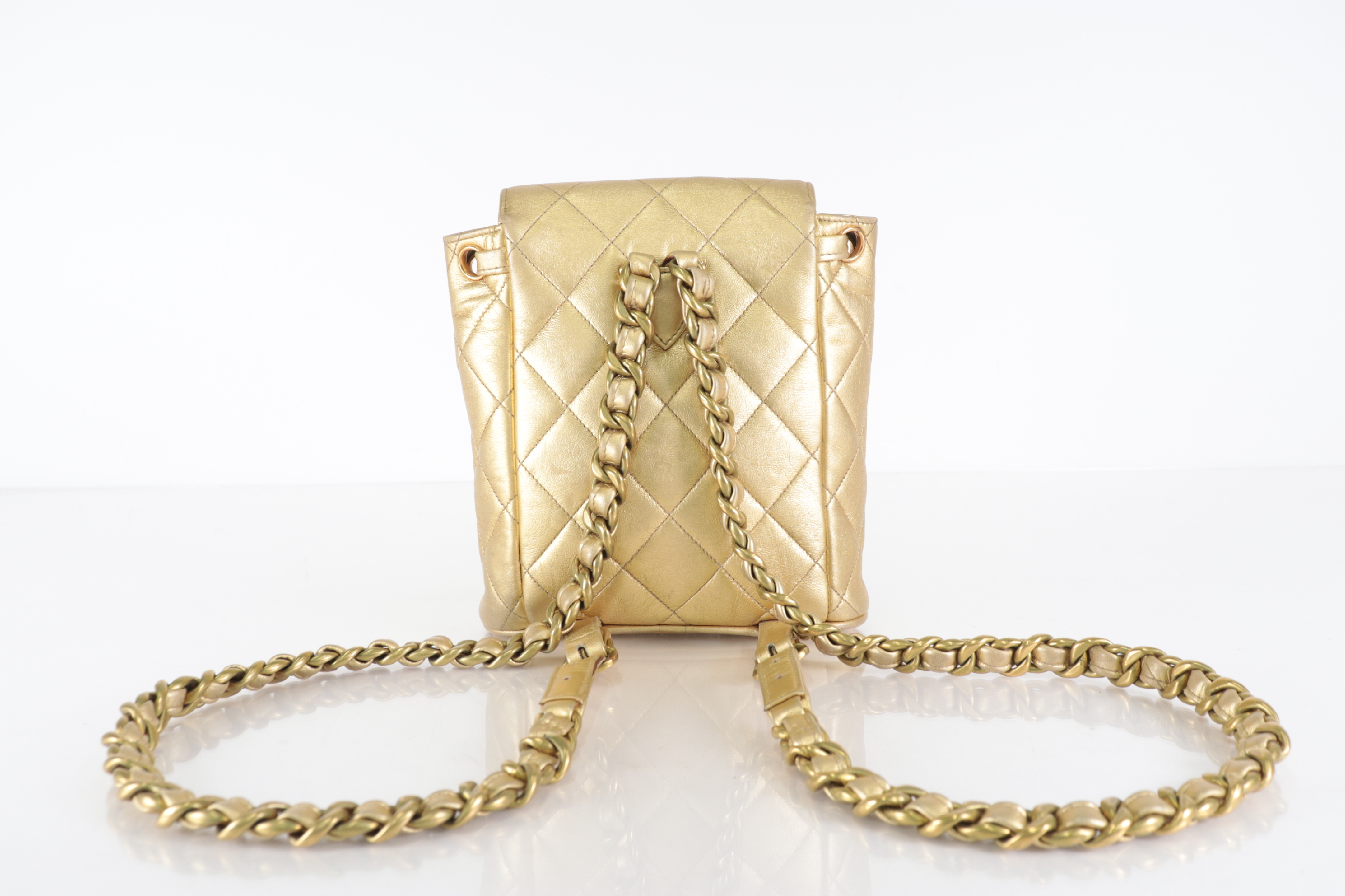 Matelassé Lambskin Double Turnlock Mini Backpack Gold (Serial Number 2) — view 3