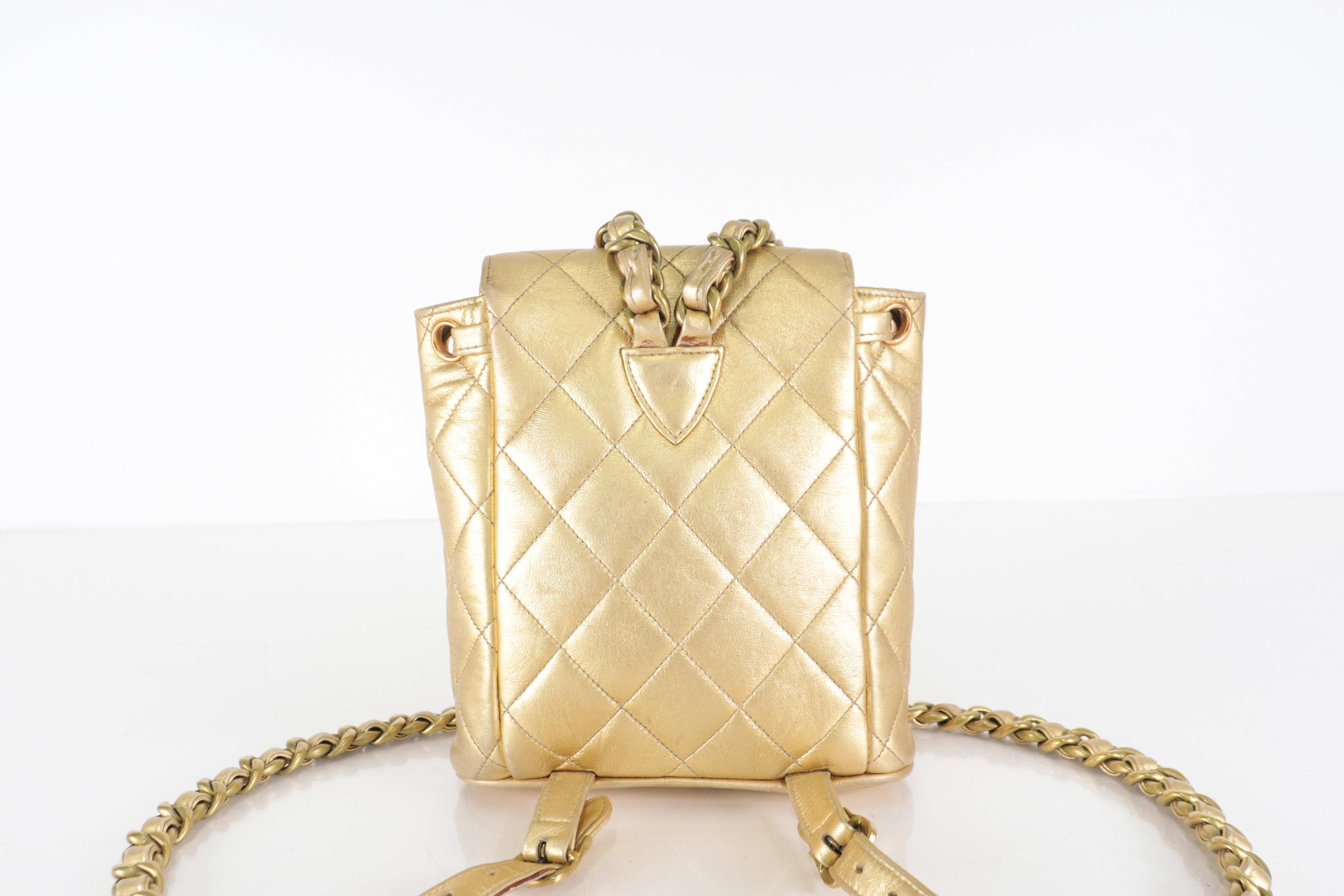 Matelassé Lambskin Double Turnlock Mini Backpack Gold (Serial Number 2) — view 4