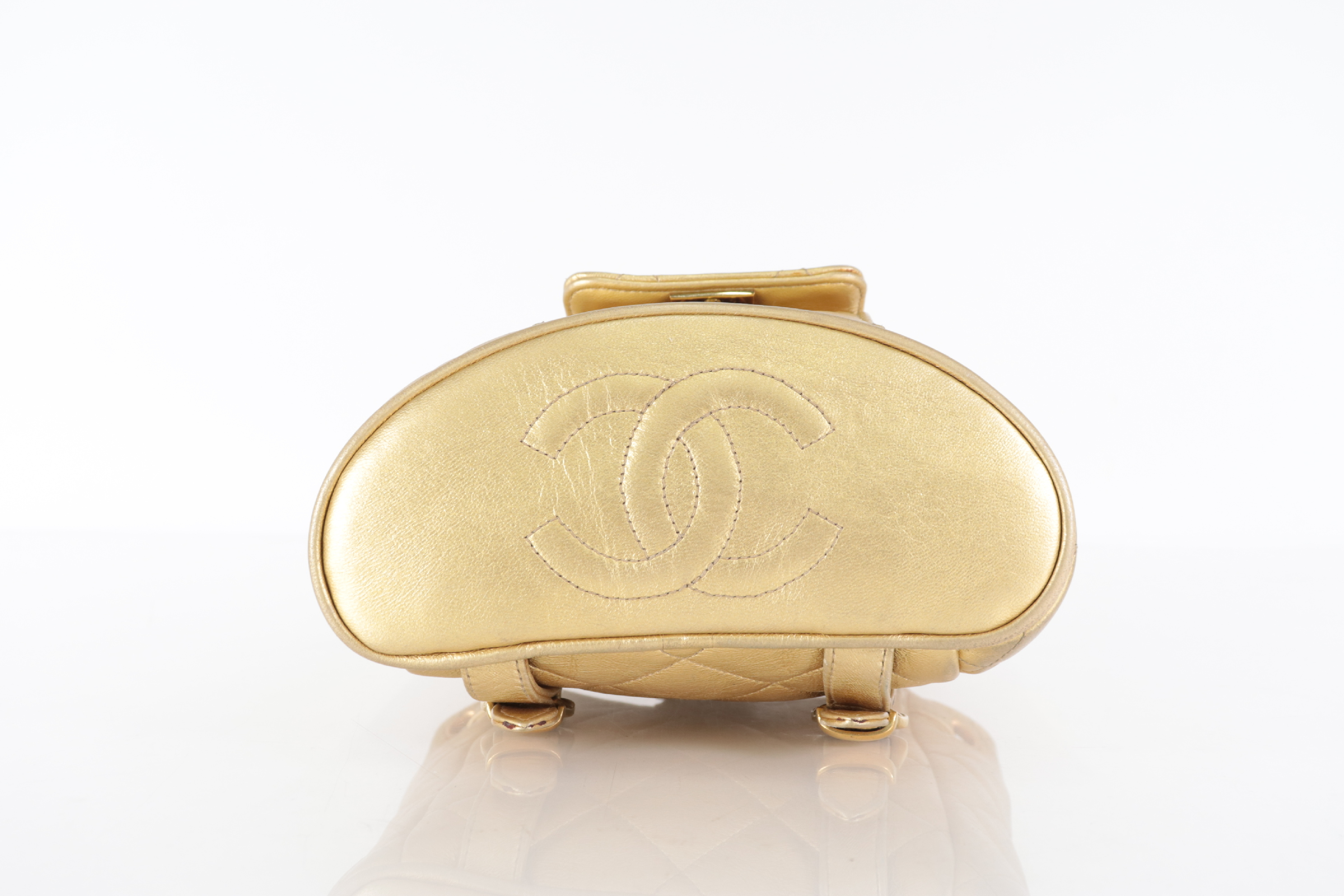 Matelassé Lambskin Double Turnlock Mini Backpack Gold (Serial Number 2) — view 8