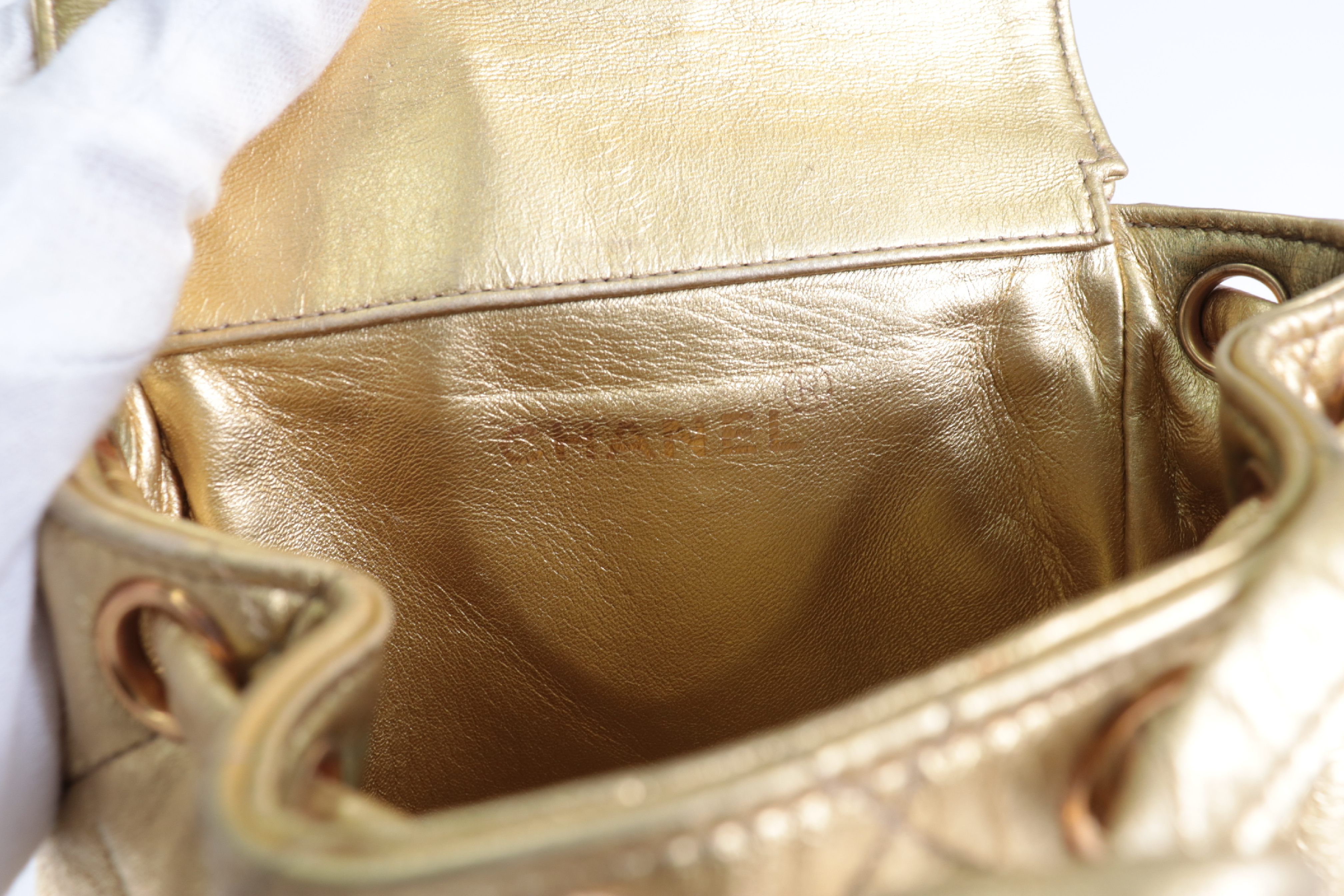 Matelassé Lambskin Double Turnlock Mini Backpack Gold (Serial Number 2) — view 10