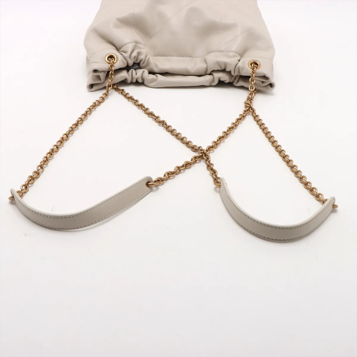 Jamie Leather Chain Shoulder Bag Beige 781666 — view 5