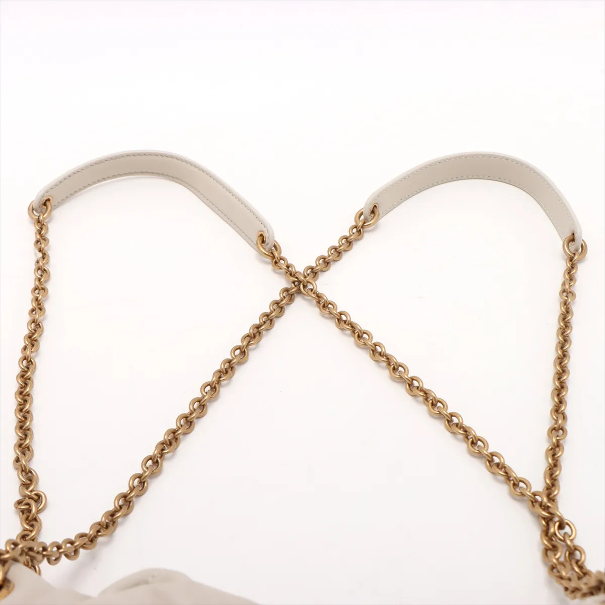 Jamie Leather Chain Shoulder Bag Beige 781666 — view 6
