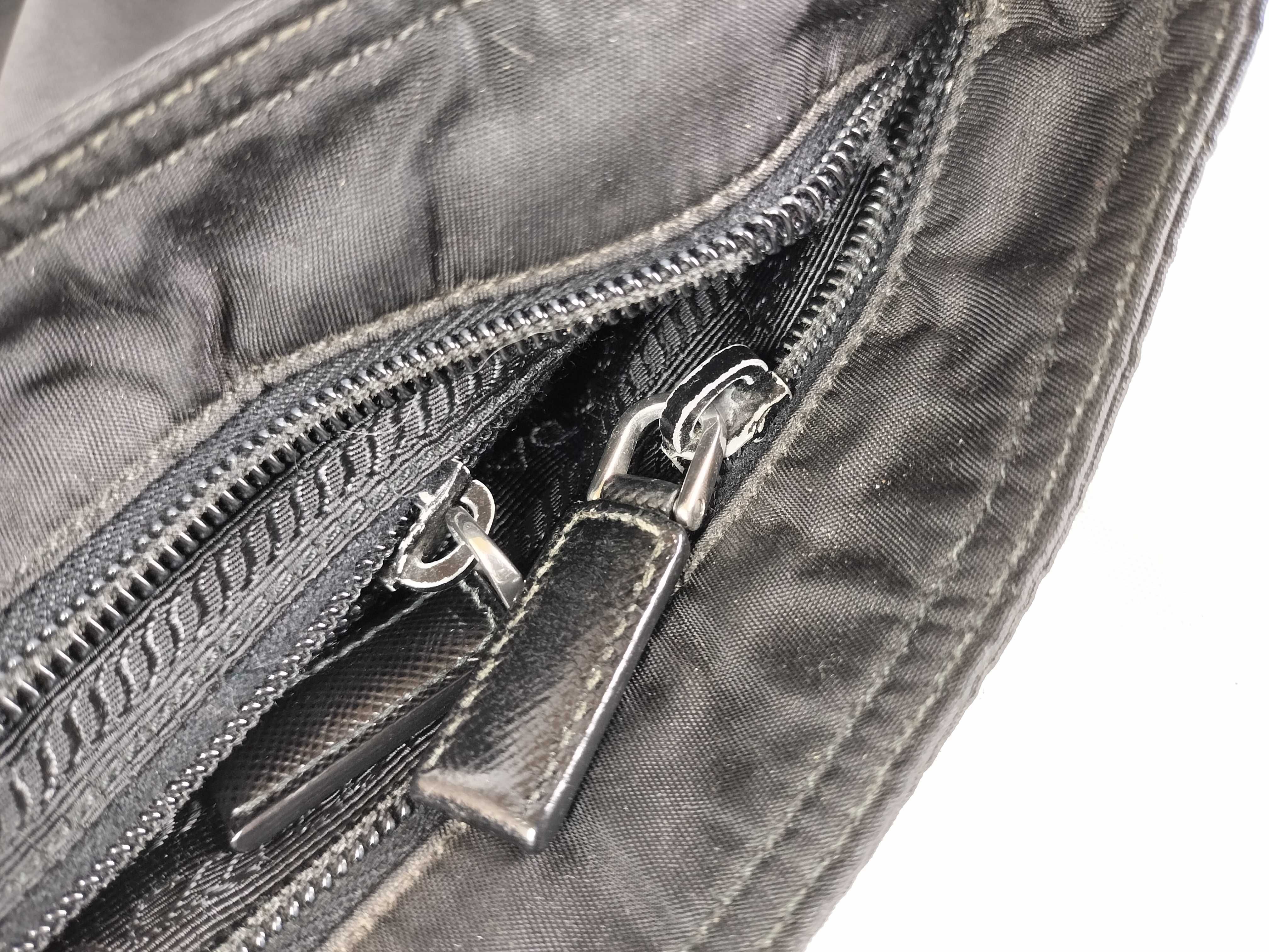 Nylon Shoulder Bag, Large, Zippered, Distressed — view 11