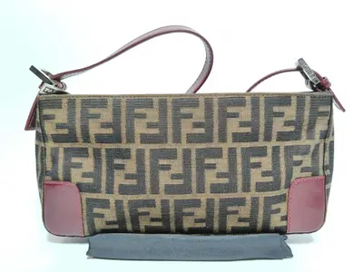 Zucca pattern pouch, canvas and leather handbag