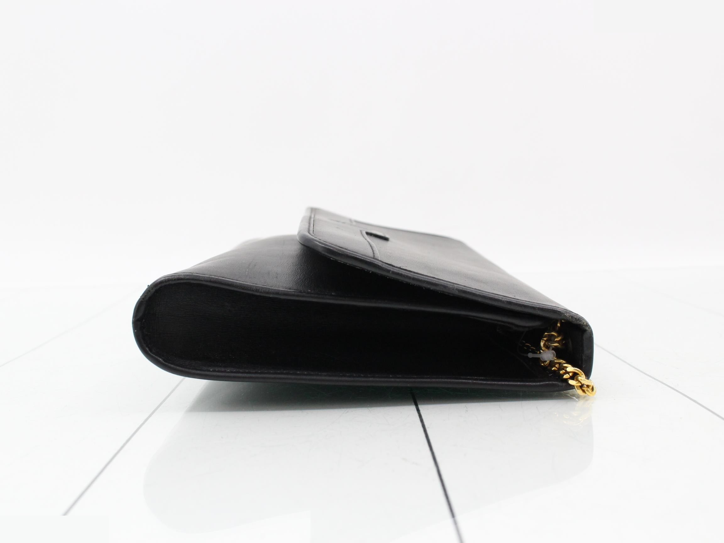 Leather chain shoulder bag, black — view 3