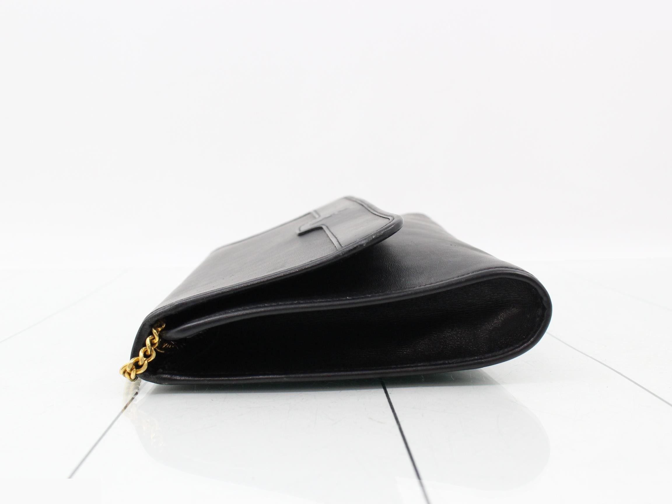 Leather chain shoulder bag, black — view 4
