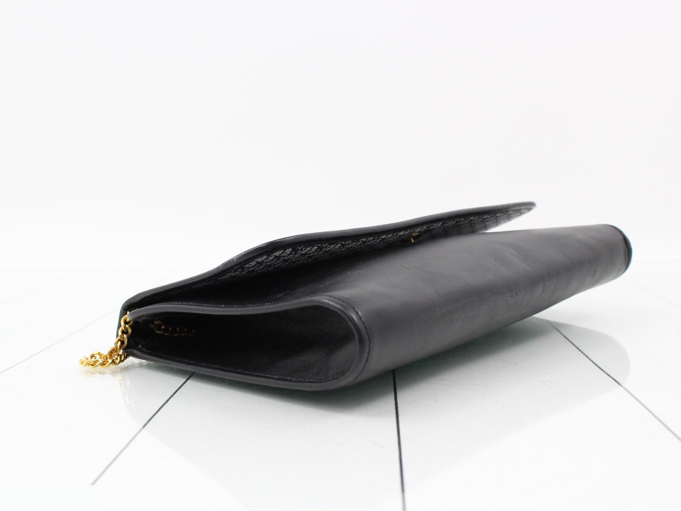 Leather chain shoulder bag, black — view 5