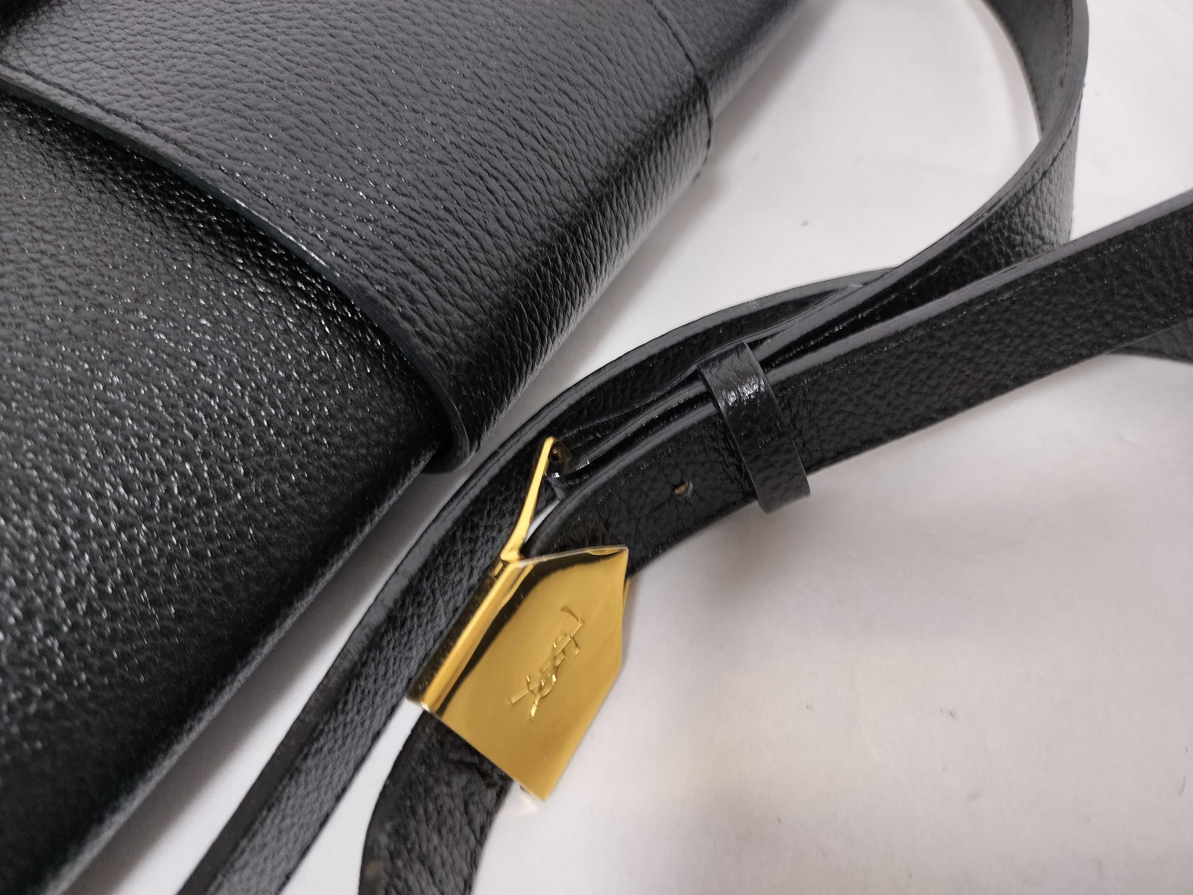 grained leather shoulder bag with flap — view 5