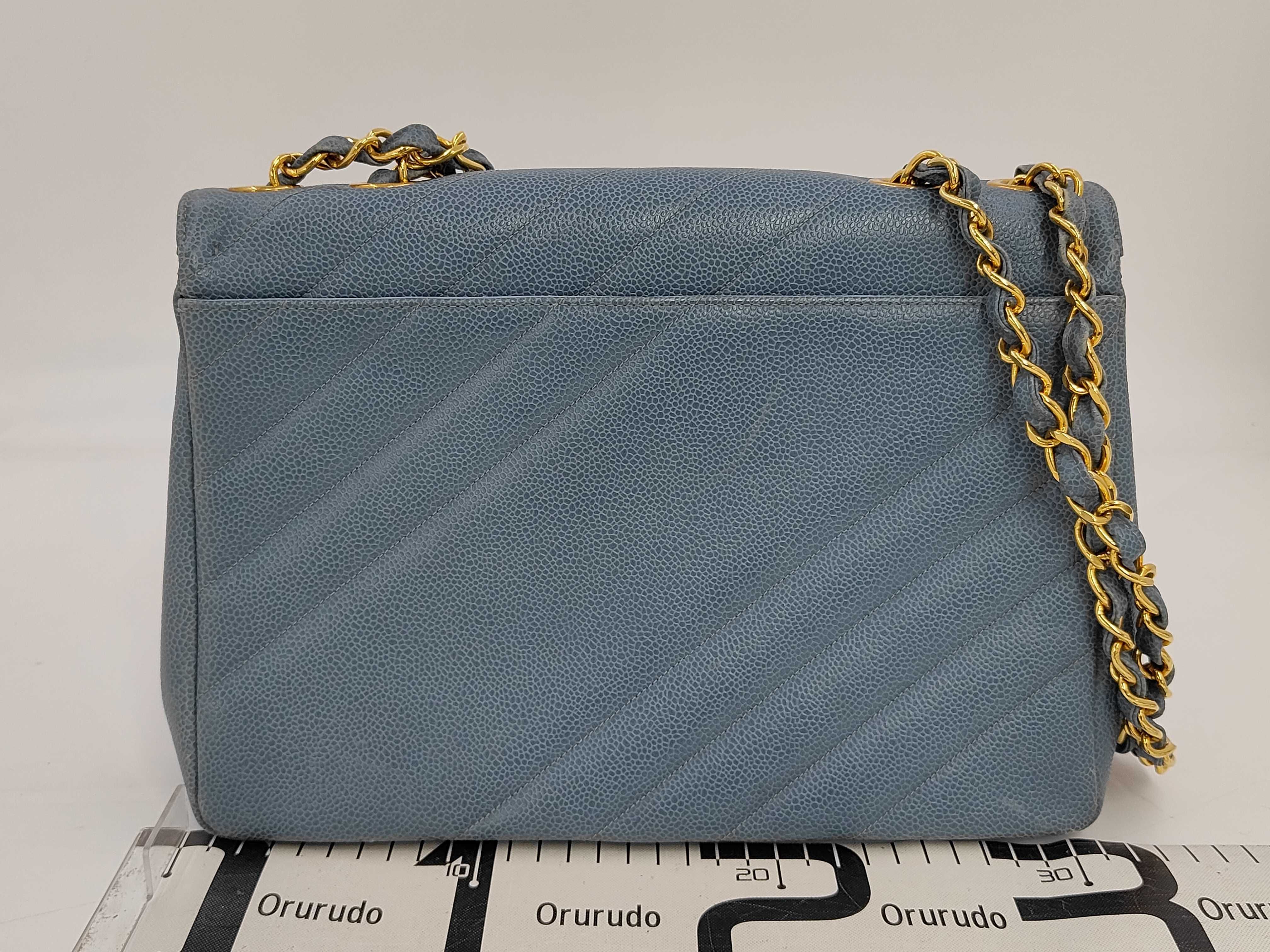 Bias Stitch Chain Flap Bag, Blue Caviar Leather, No. 3, G Card, Dust Bag, Shoulder Bag — view 2