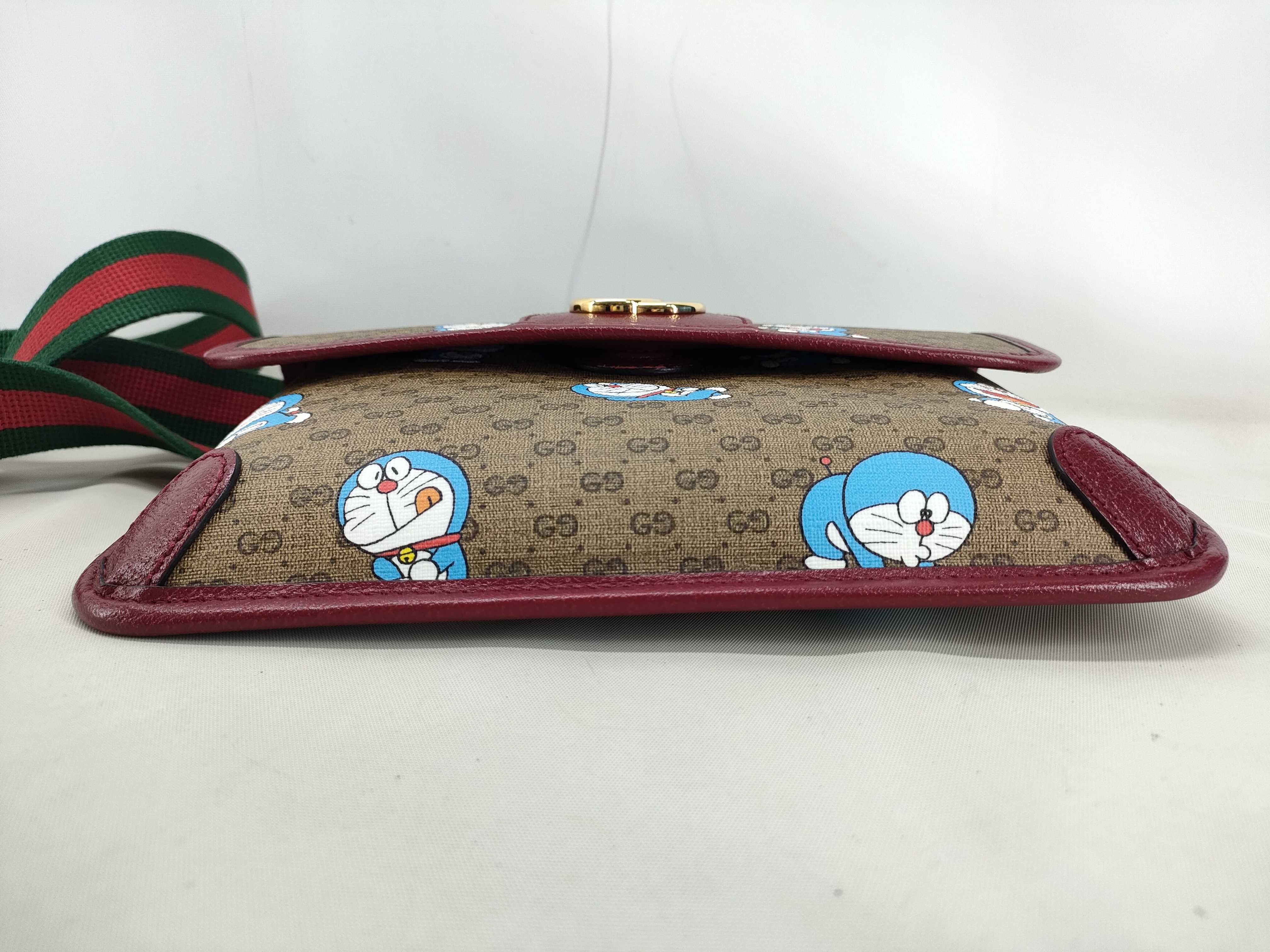 GG Supreme Doraemon x Gucci Mini GG Supreme PVC x Leather Body Bag Brown 647817 Shoulder Bag — view 3