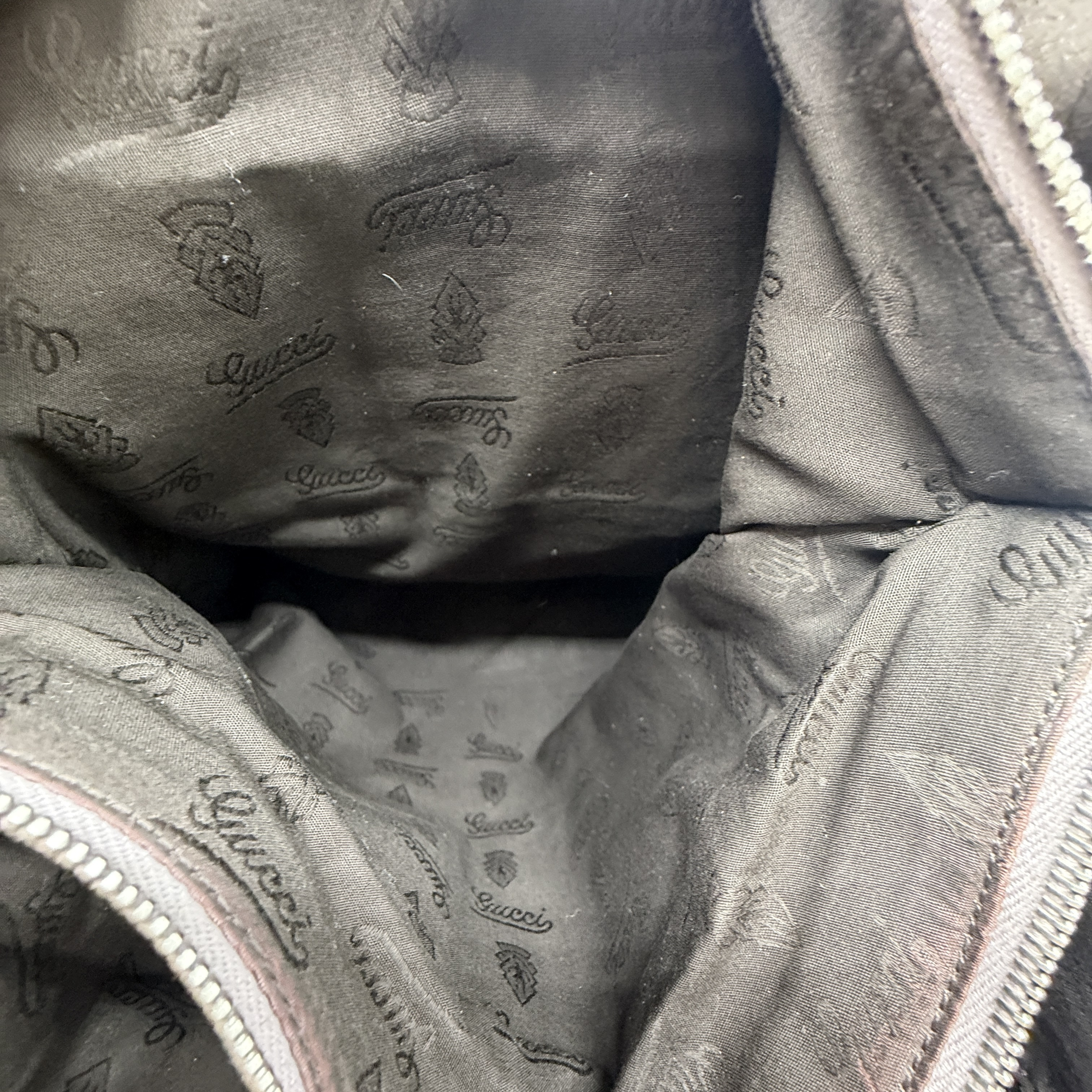 GG Imprime GG pattern coated canvas leather metallic gray x silver hardware tote bag — view 13