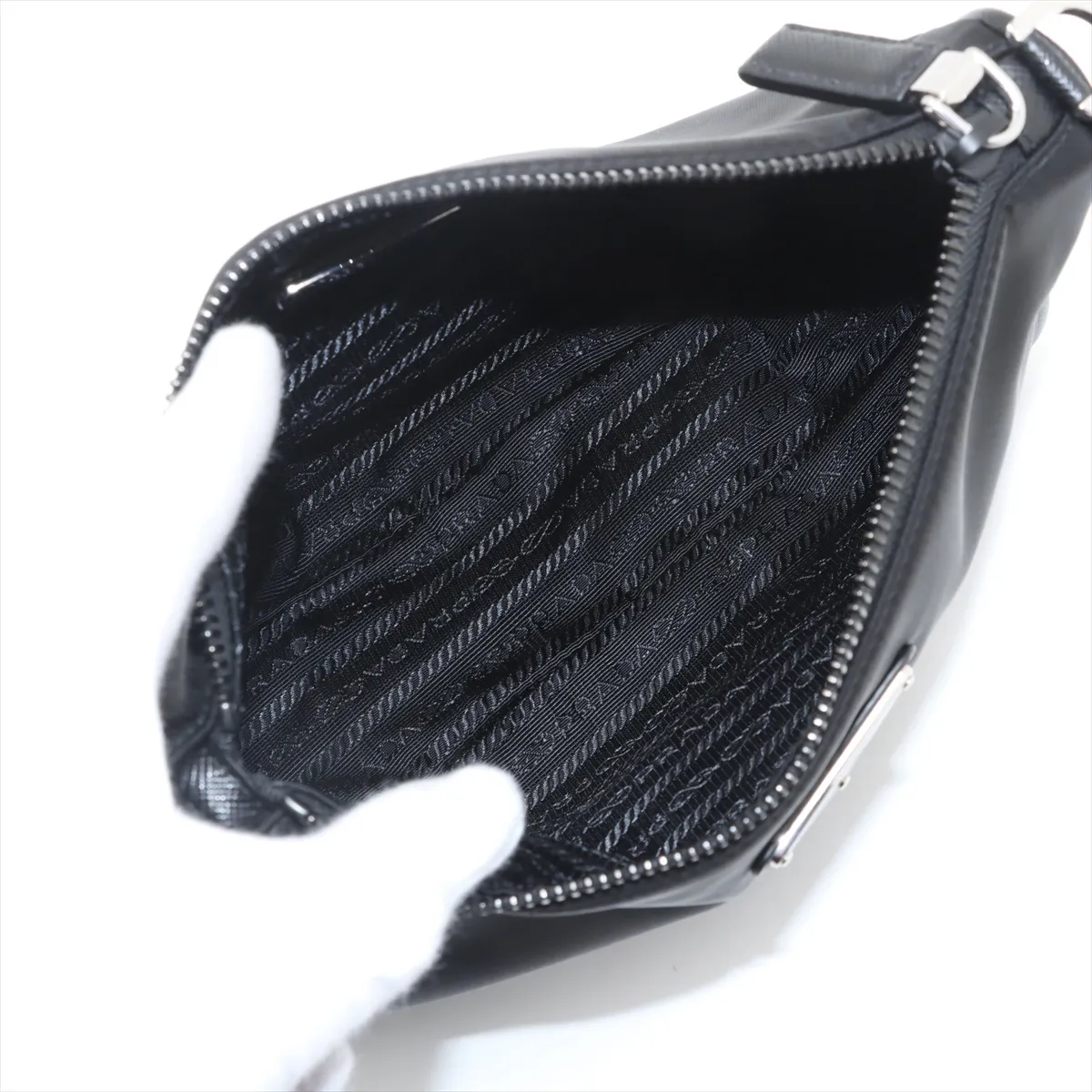 Tessuto Nylon x Leather Shoulder Bag Black — view 6