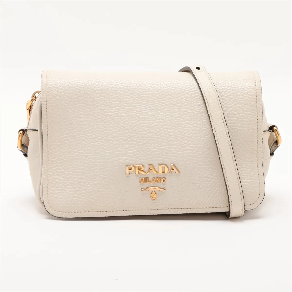 Vitello Leather Shoulder Bag, White