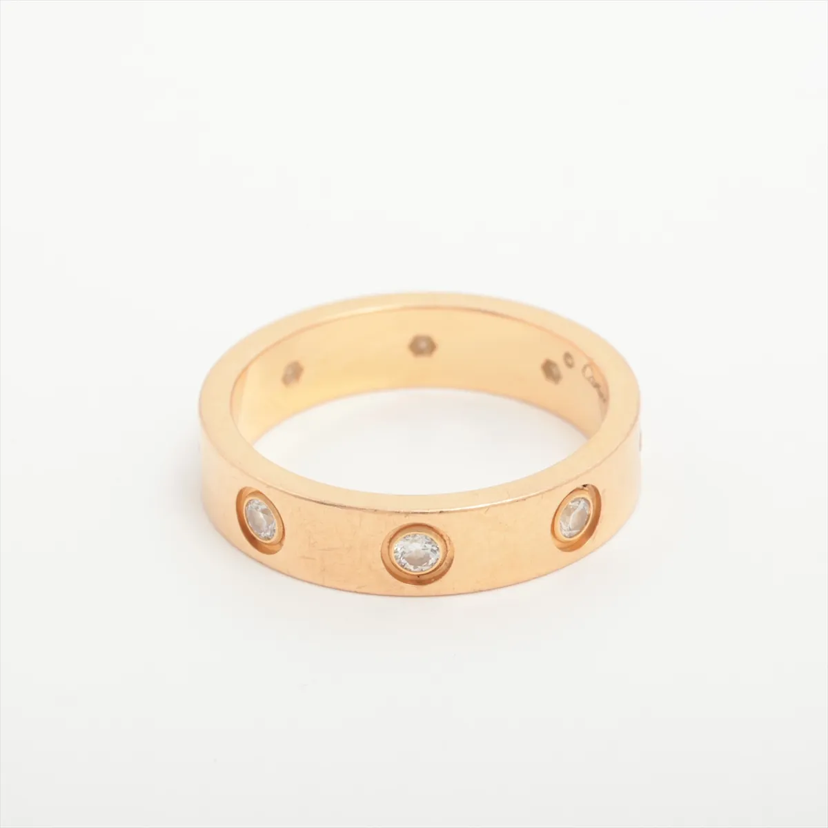 Mini Love Full Diamond Ring, 750 (PG), 4.1g, Size 48, HLS988, dents. — view 2