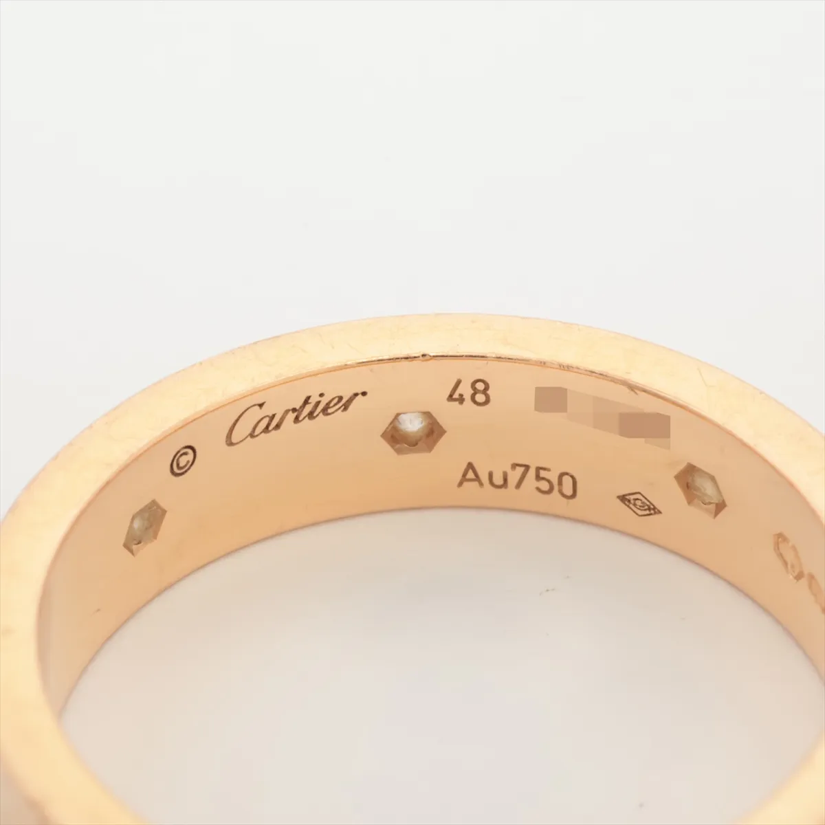 Mini Love Full Diamond Ring, 750 (PG), 4.1g, Size 48, HLS988, dents. — view 3