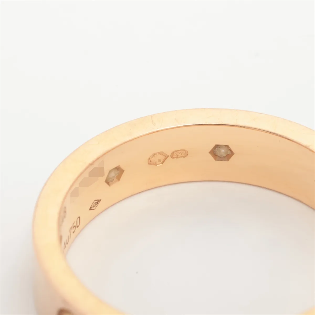 Mini Love Full Diamond Ring, 750 (PG), 4.1g, Size 48, HLS988, dents. — view 4