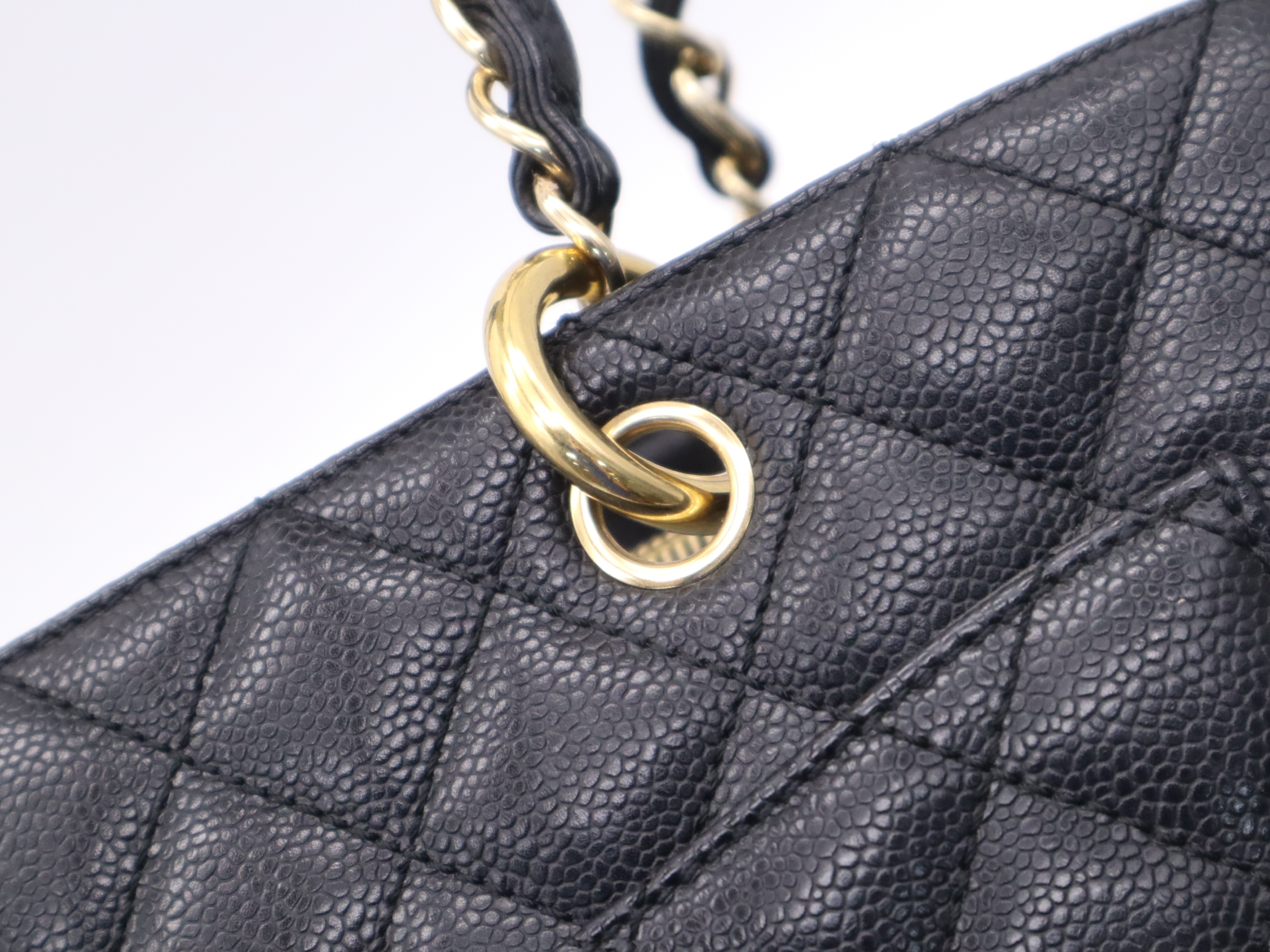 Caviar Skin Coco Mark Chain Handle Shoulder Bag Black Gold Hardware Seal 13151494 Shoulder Bag — view 7