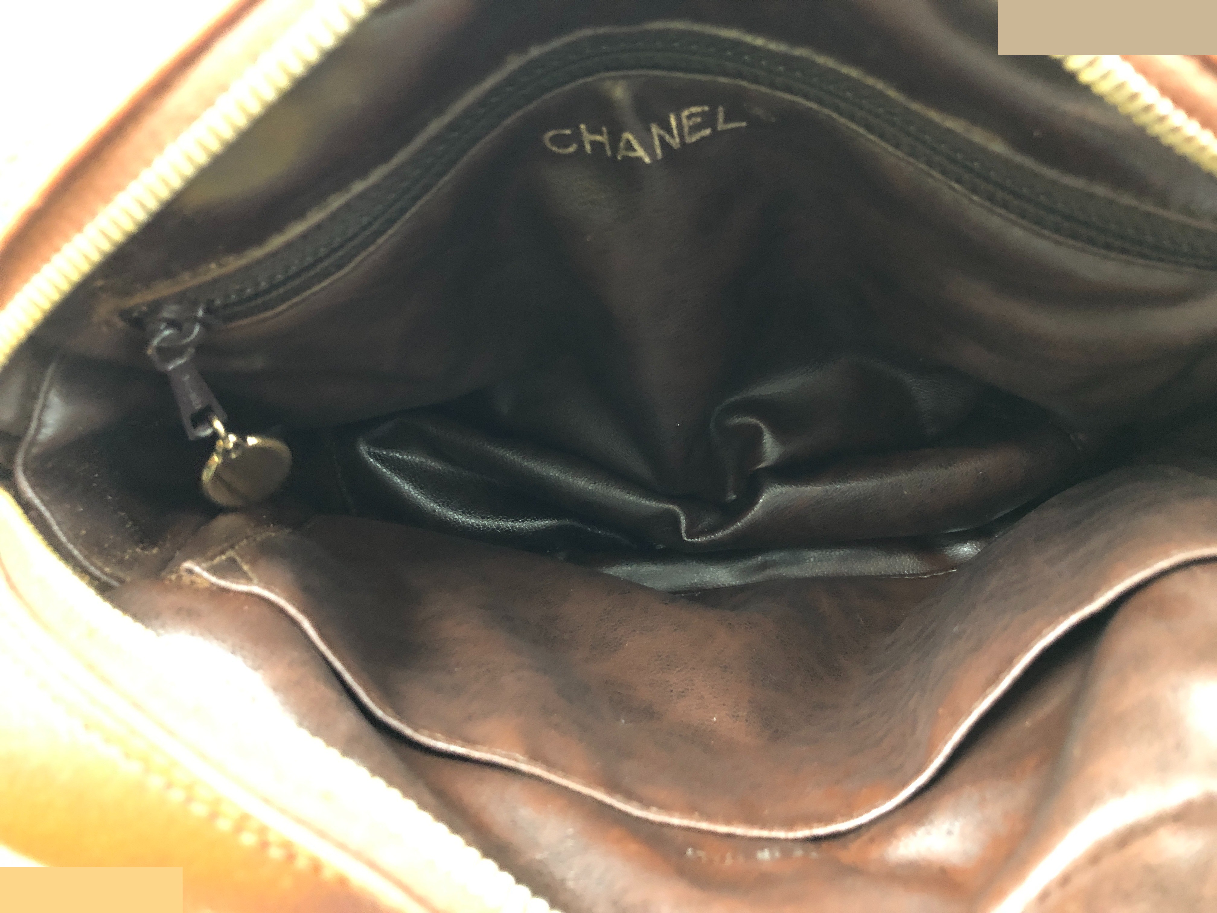 Matelassé Shoulder Bag, Leather, Brown — view 6