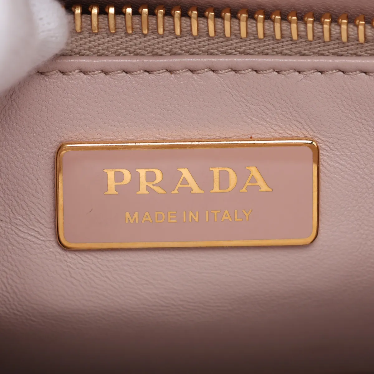 Saffiano Lux Leather 2-Way Handbag, Pink Beige, Clochette Strap Torn — view 13