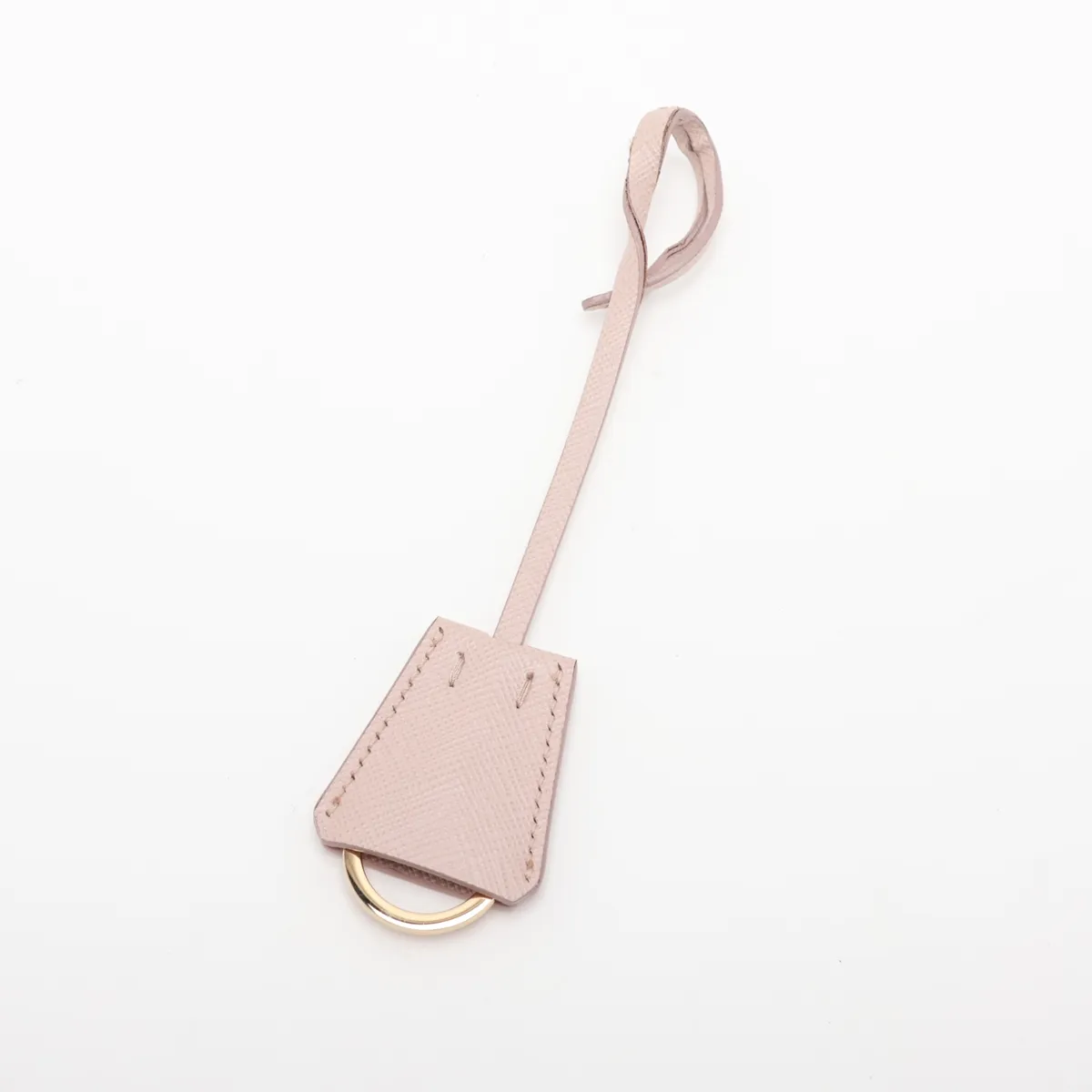 Saffiano Lux Leather 2-Way Handbag, Pink Beige, Clochette Strap Torn — view 14