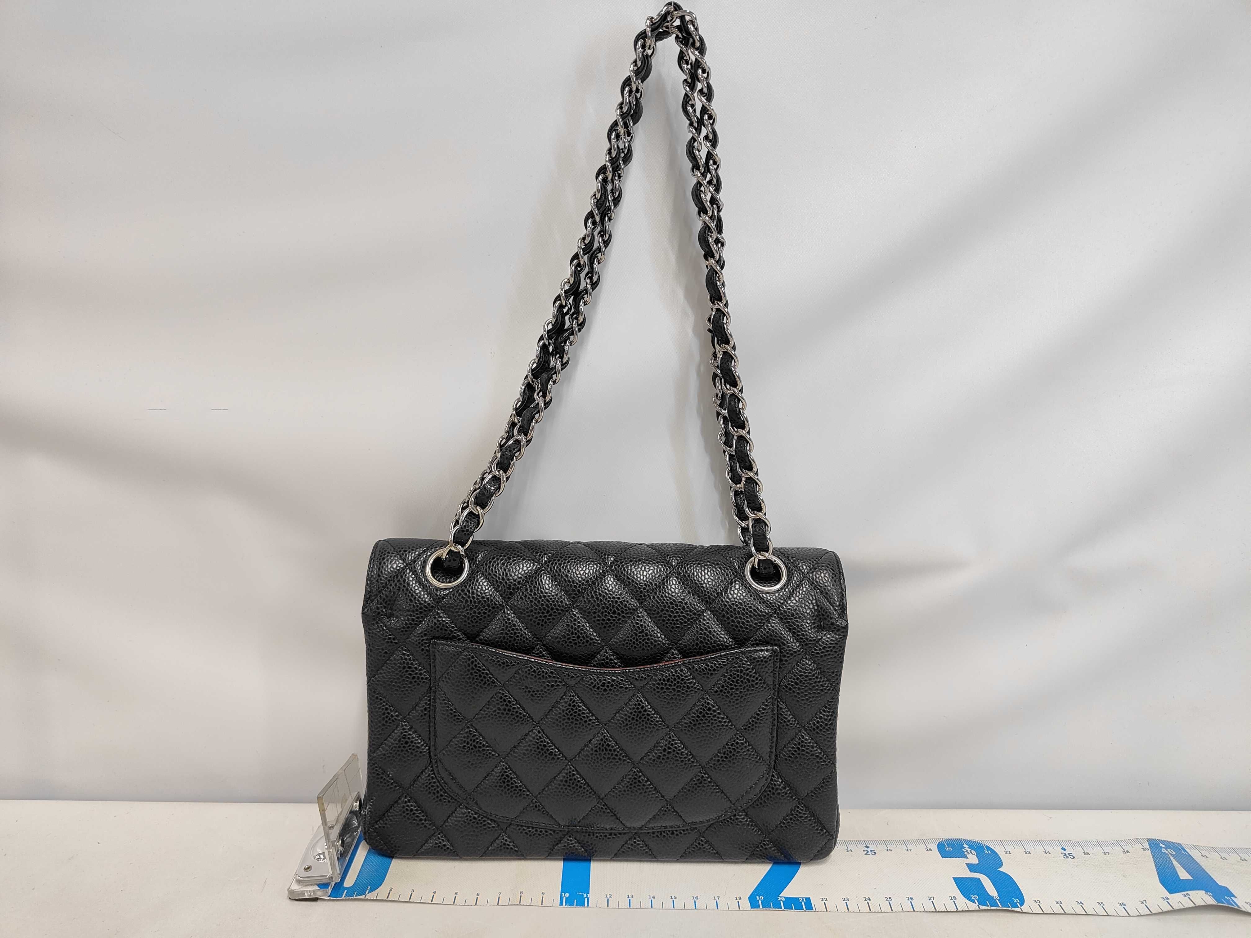 W-Flap 23 Chain Shoulder Bag, Matelassé Caviar Leather, Black, SS Shoulder Bag — view 2