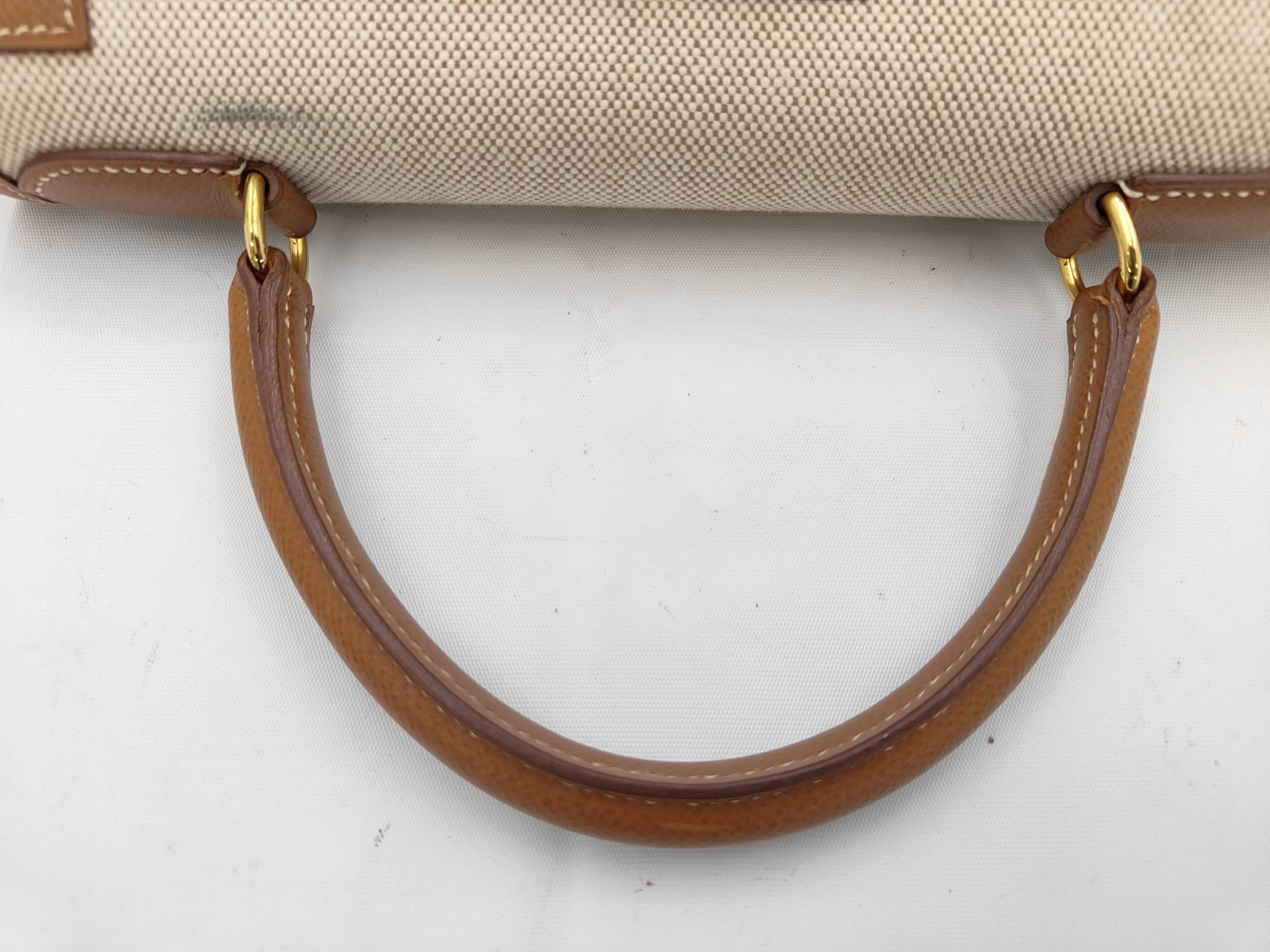 Kelly 28cm Toile H/Leather Gold/Natural 12+ X Handbag — view 3