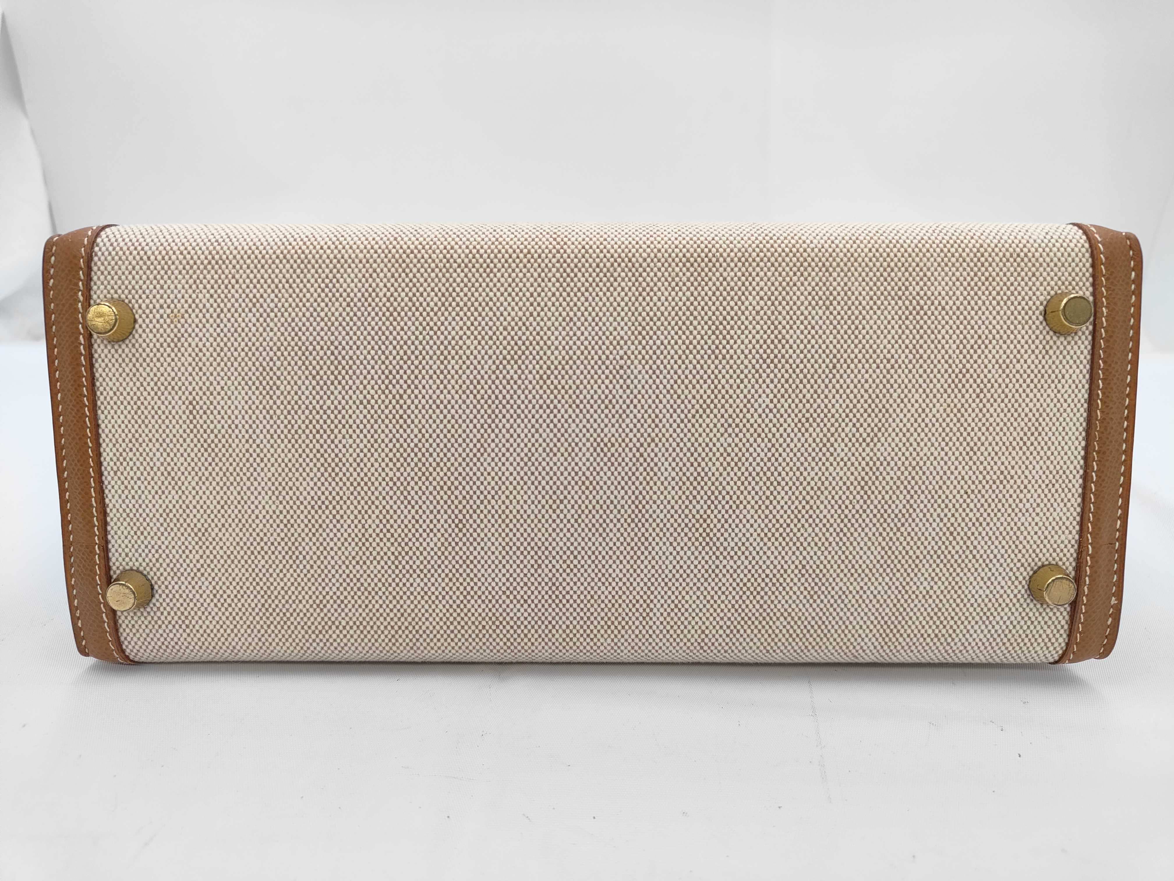 Kelly 28cm Toile H/Leather Gold/Natural 12+ X Handbag — view 5